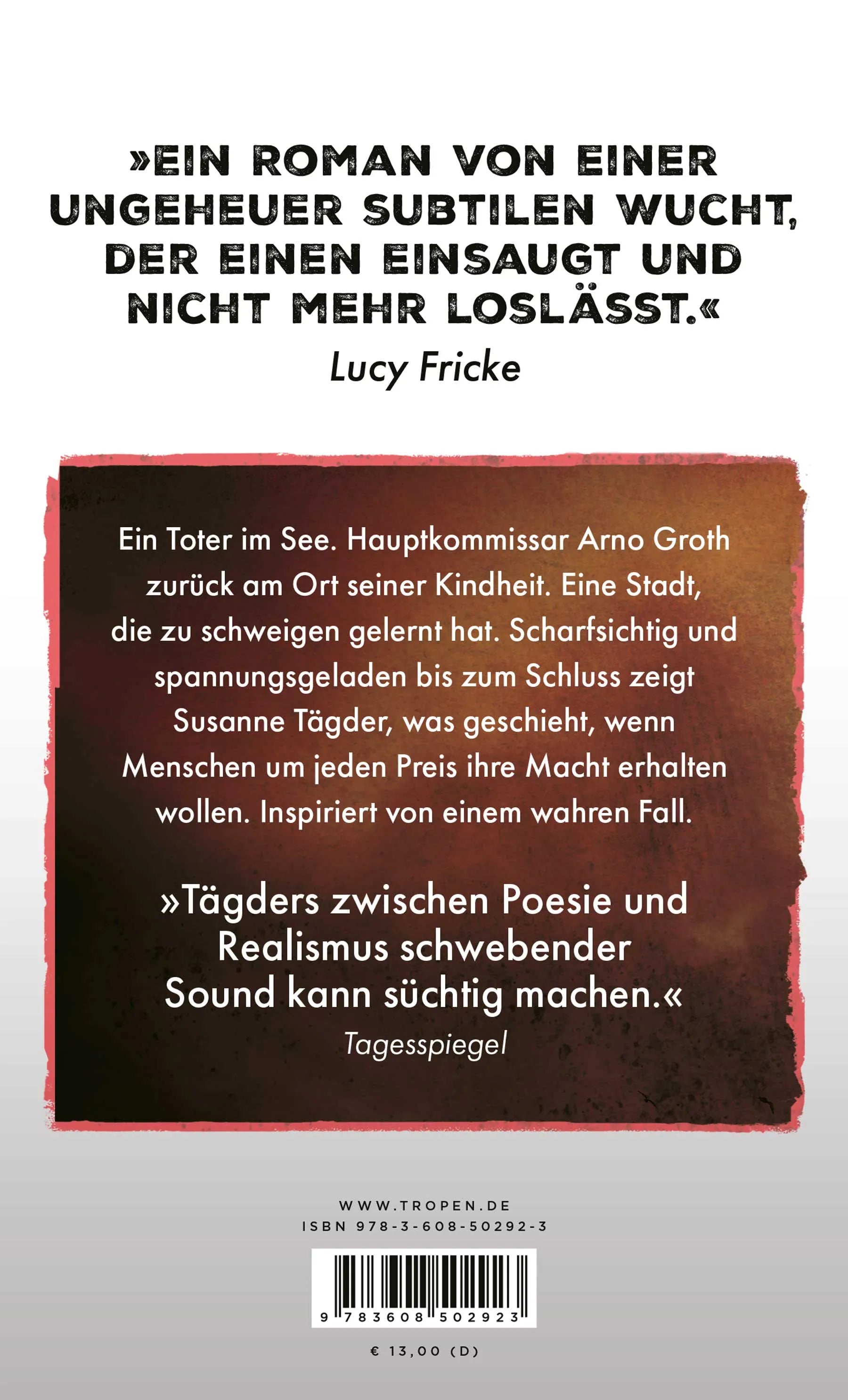 Buchrückseite von 'Das Schweigen des Wassers' mit Klappentext - Taschenbuch