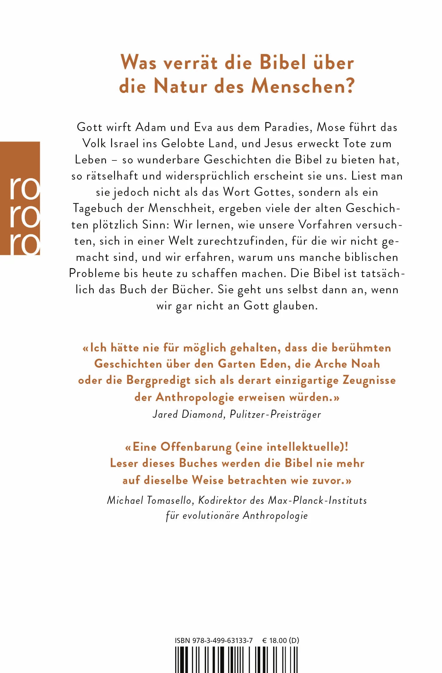 Buchrückseite von 'Das Tagebuch der Menschheit' mit Klappentext - Taschenbuch