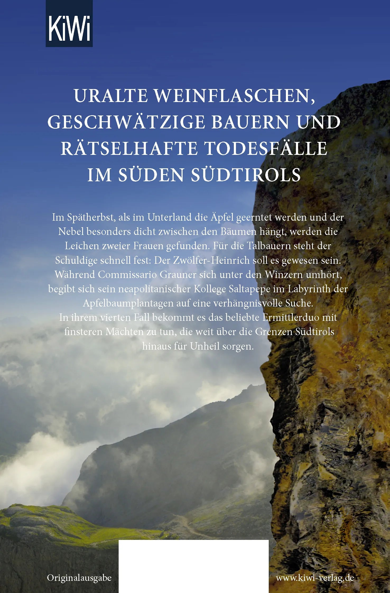 Buchrückseite von 'Das Tal im Nebel' mit Klappentext - Taschenbuch