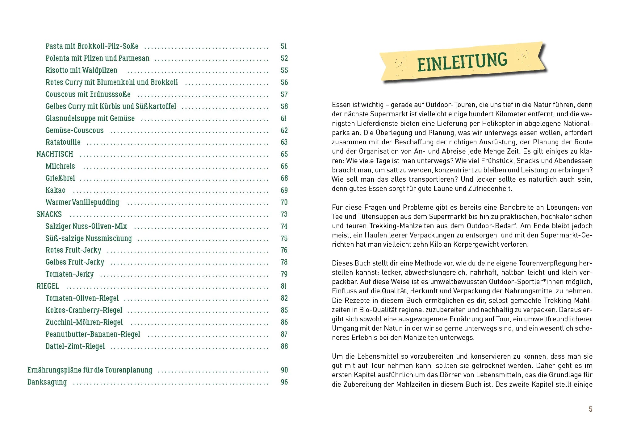 Innenansicht von 'Das Touren-Kochbuch' - Taschenbuch