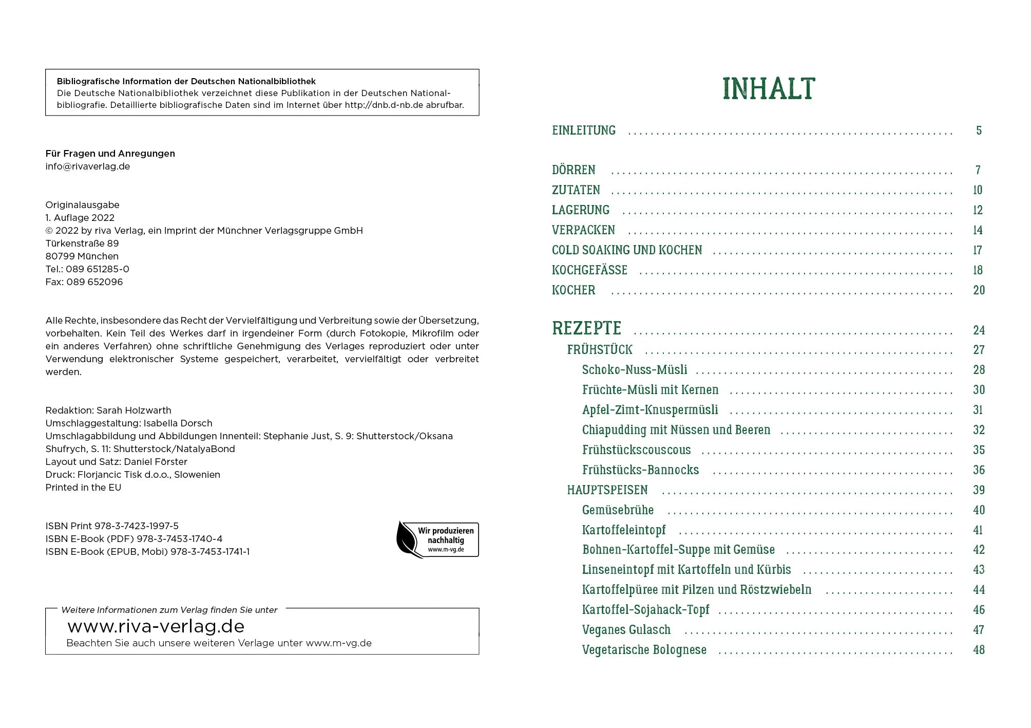 Innenansicht von 'Das Touren-Kochbuch' - Taschenbuch