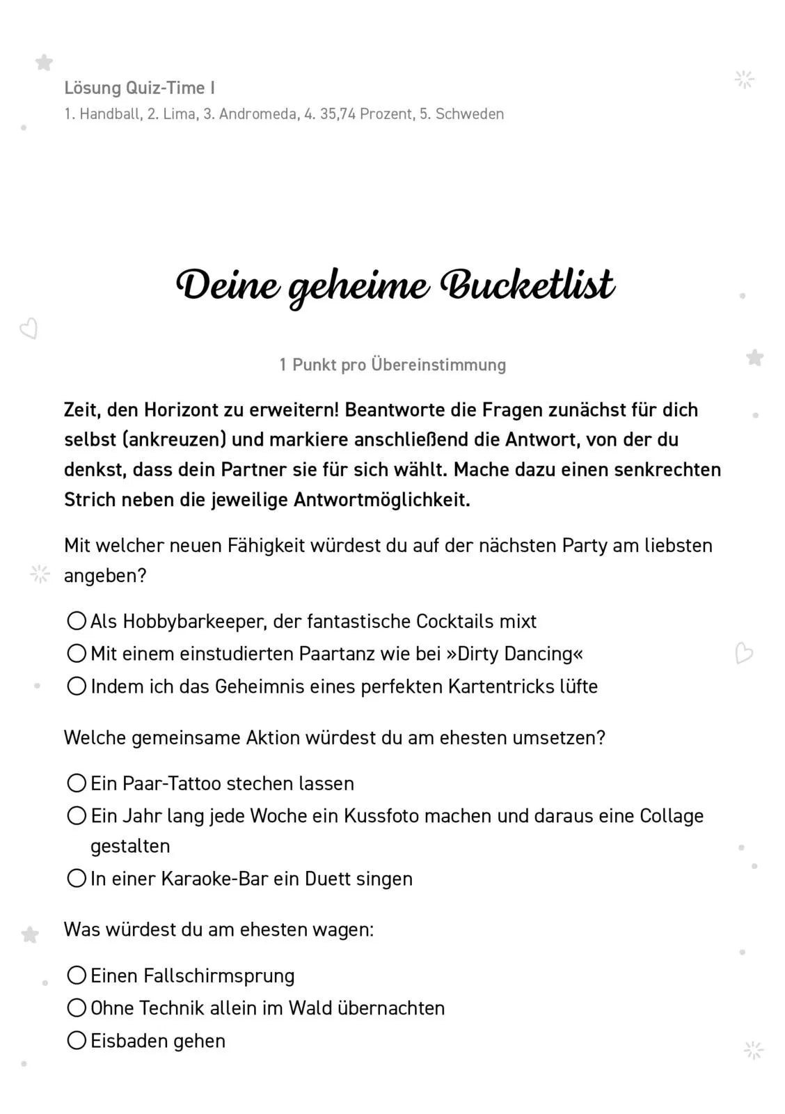 Innenansicht von 'Das ultimative Duell für Paare' - Taschenbuch