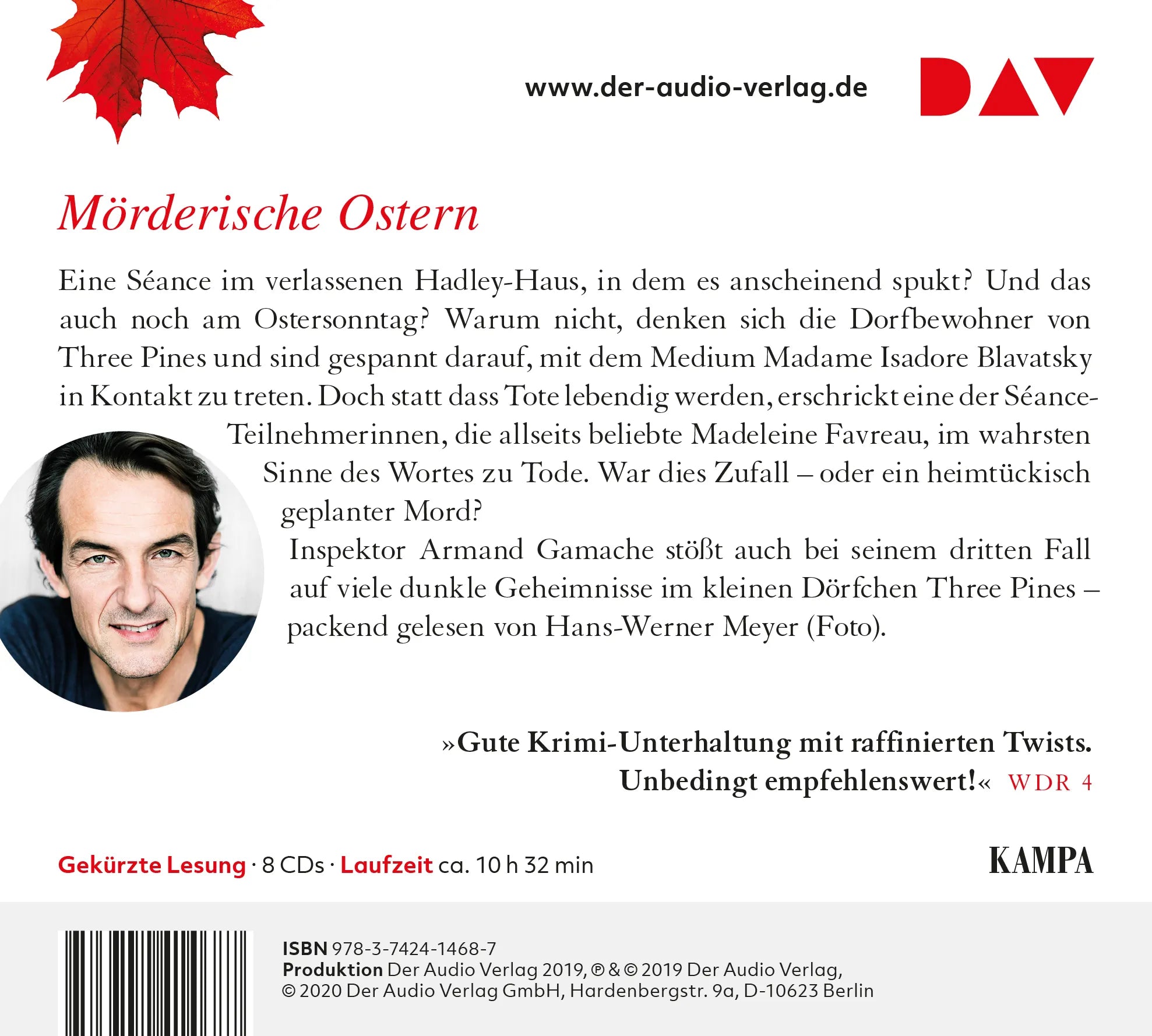 Buchrückseite von 'Das verlassene Haus. Der dritte Fall für Gamache' mit Klappentext - Hörbuch (CD)