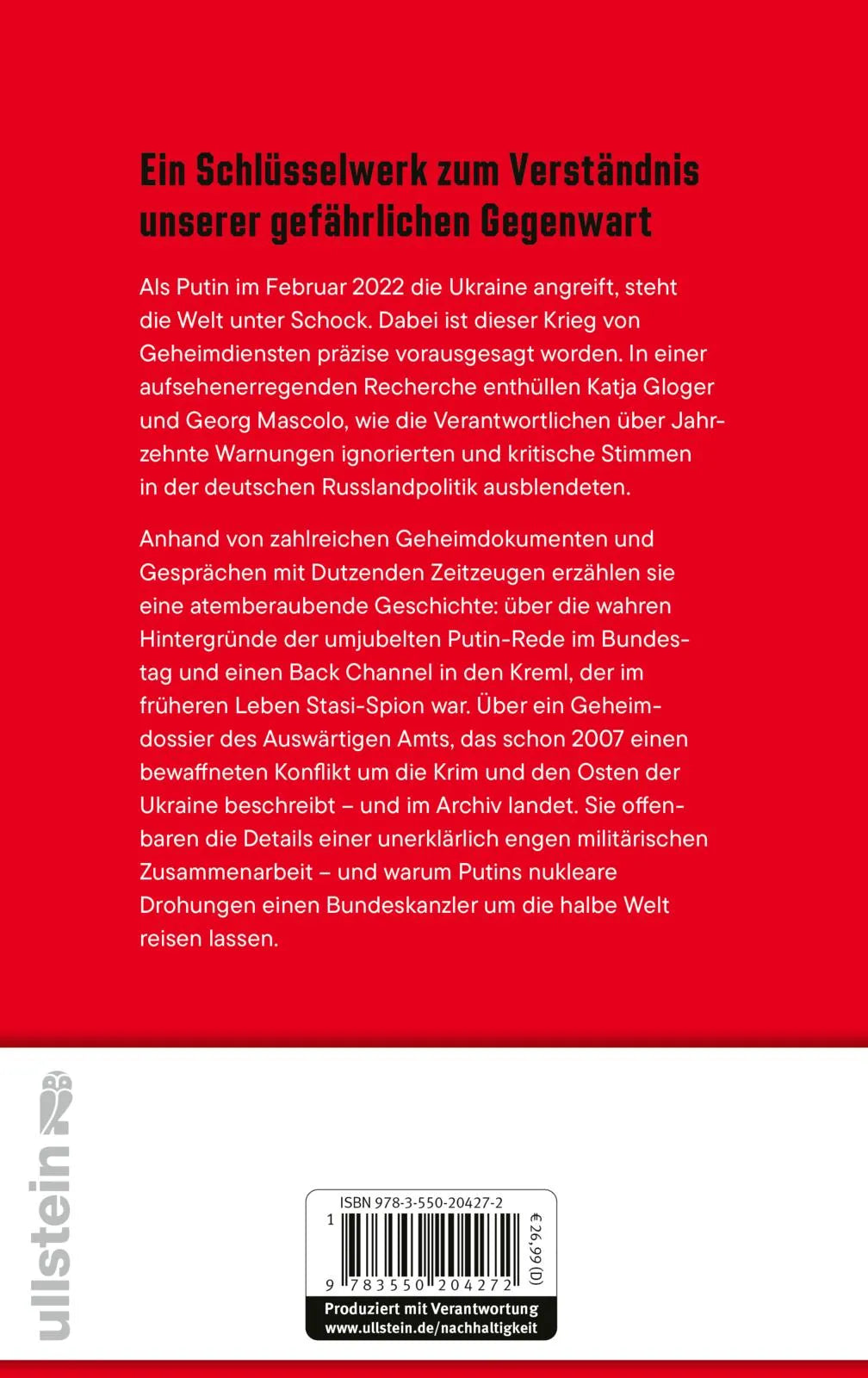 Buchrückseite von 'Das Versagen' mit Klappentext - Gebundene Ausgabe