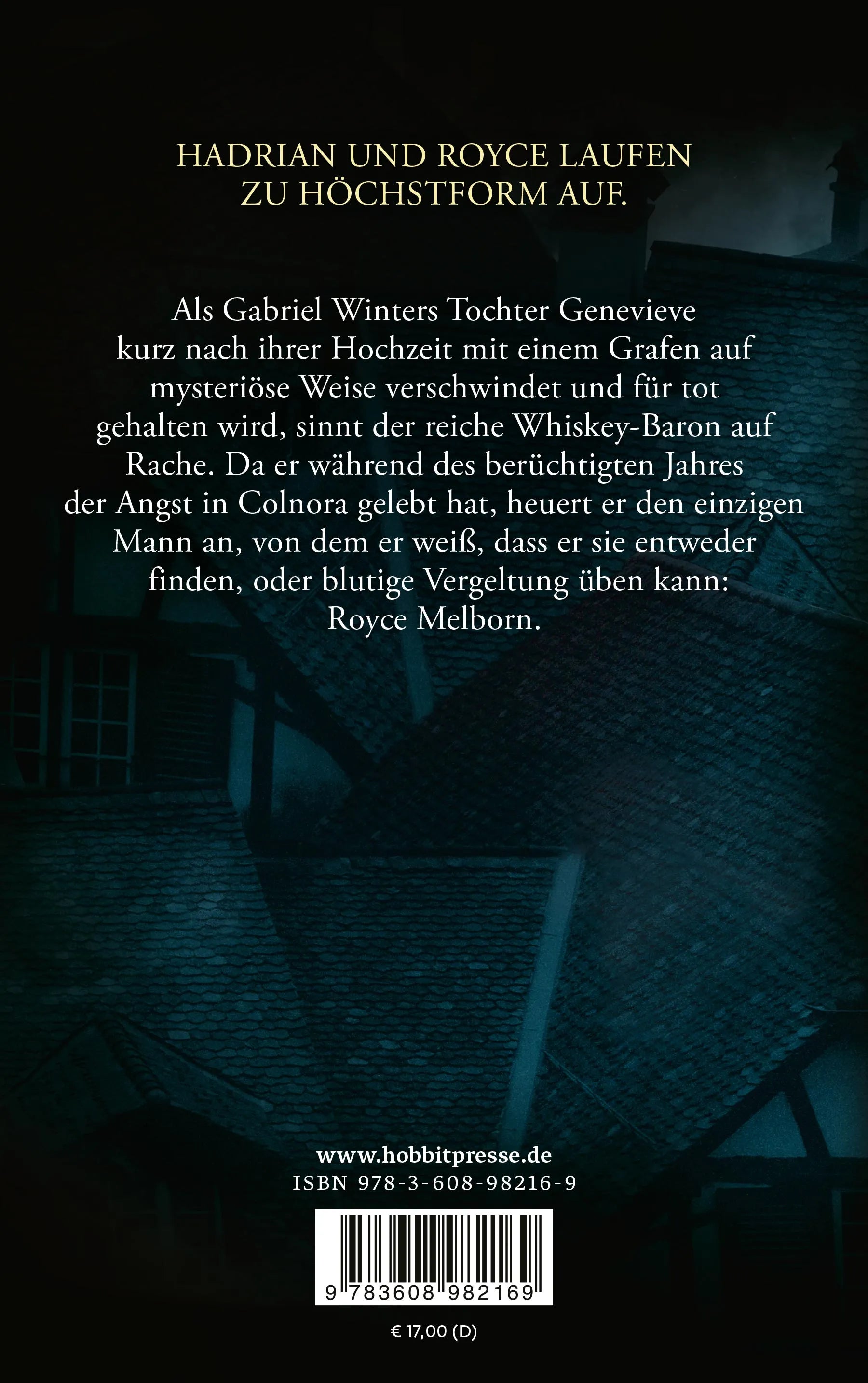 Buchrückseite von 'Das Verschwinden der Wintertochter' mit Klappentext - Paperback