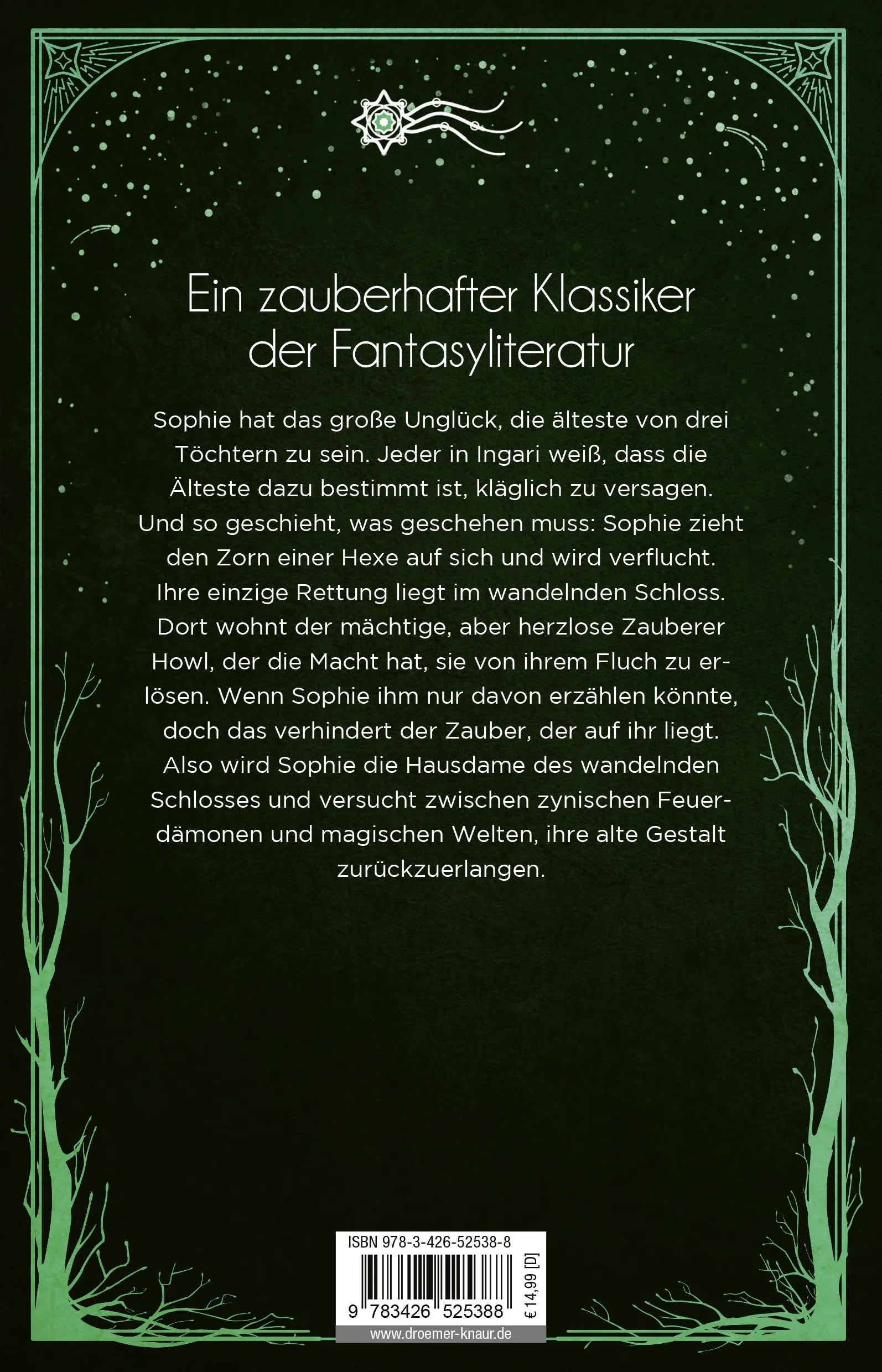 Buchrückseite von 'Das wandelnde Schloss' mit Klappentext - Paperback