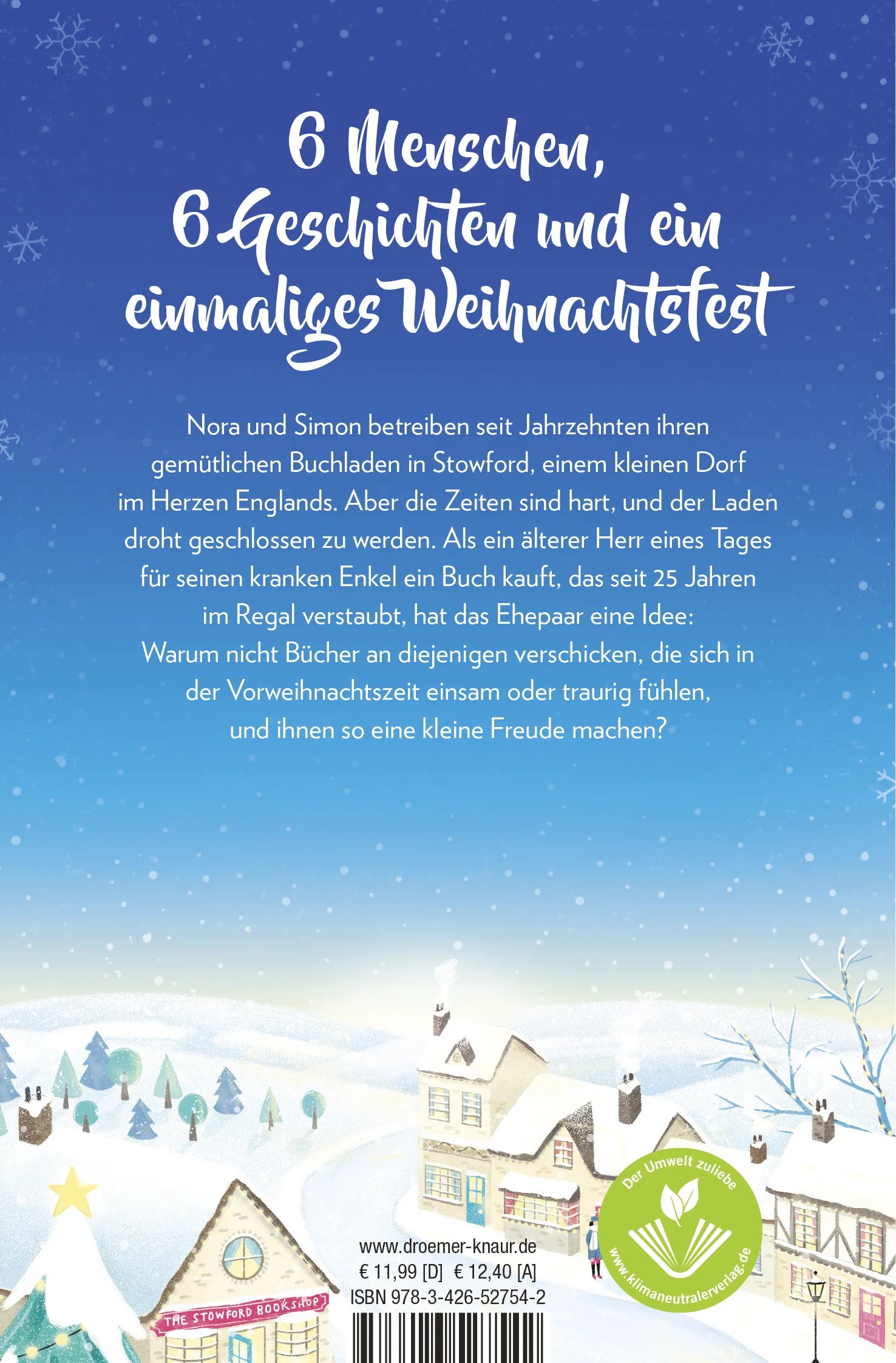 Buchrückseite von 'Das Weihnachtswunder von Stowford' mit Klappentext - Taschenbuch