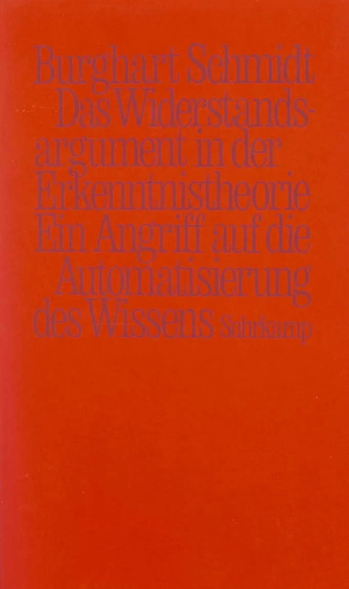 Buchcover von 'Das Widerstandsargument in der Erkenntnistheorie' - Taschenbuch von Burghart Schmidt