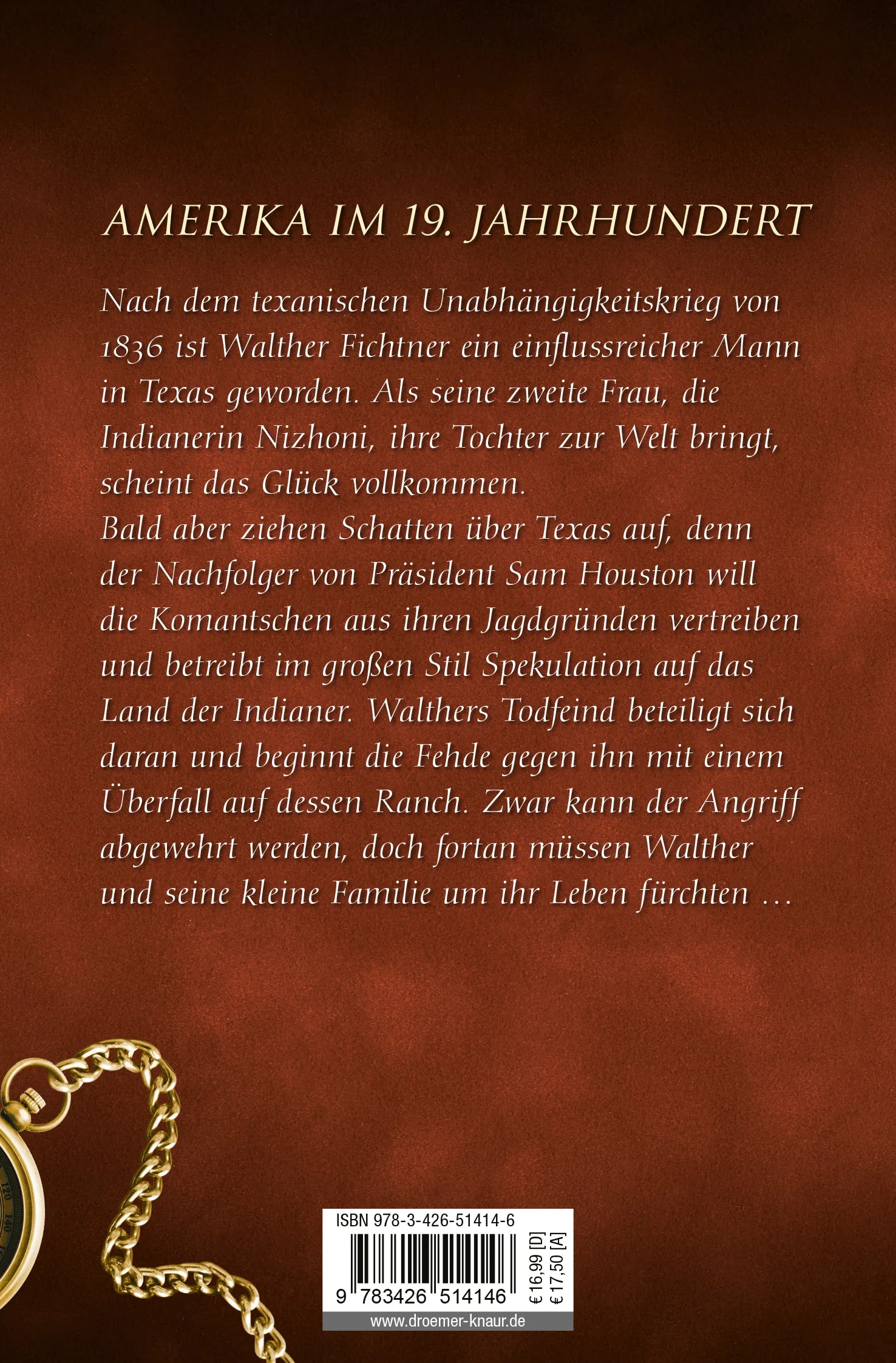 Buchrückseite von 'Das wilde Land' mit Klappentext - Taschenbuch