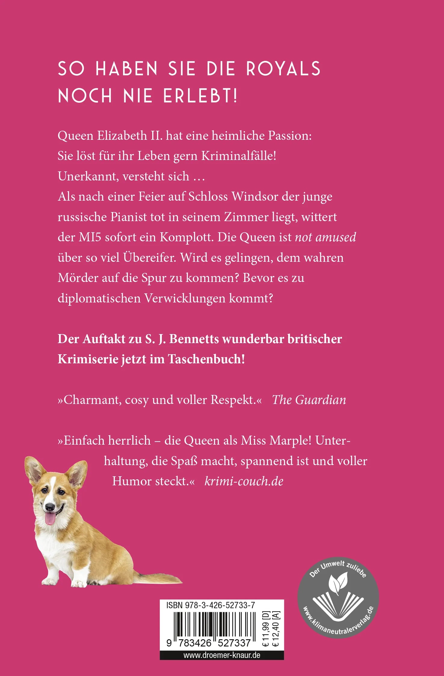 Buchrückseite von 'Das Windsor-Komplott' mit Klappentext - Taschenbuch