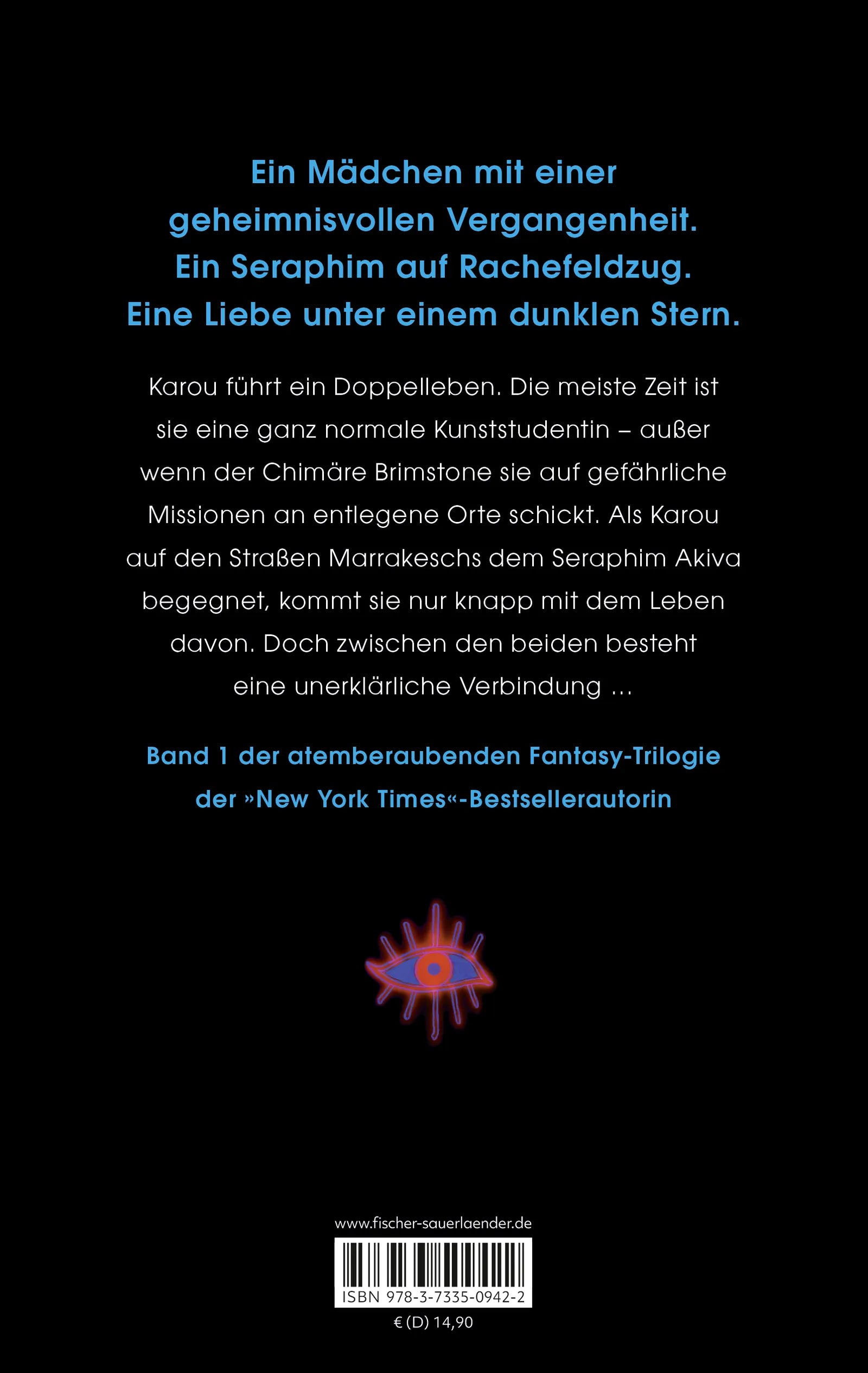 Buchrückseite von 'Daughter of Smoke and Bone' mit Klappentext - Paperback