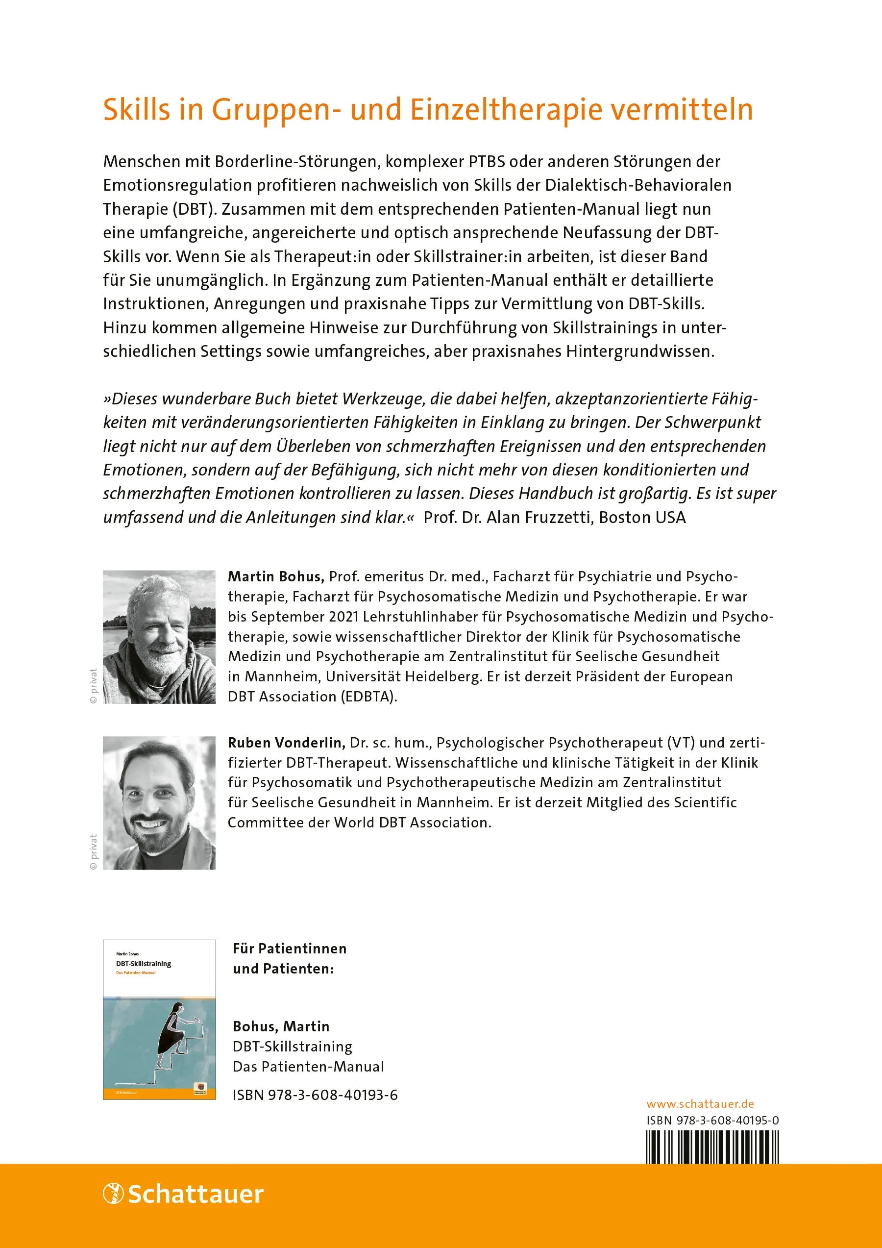 Buchrückseite von 'DBT-Skillstraining' mit Klappentext - Paperback