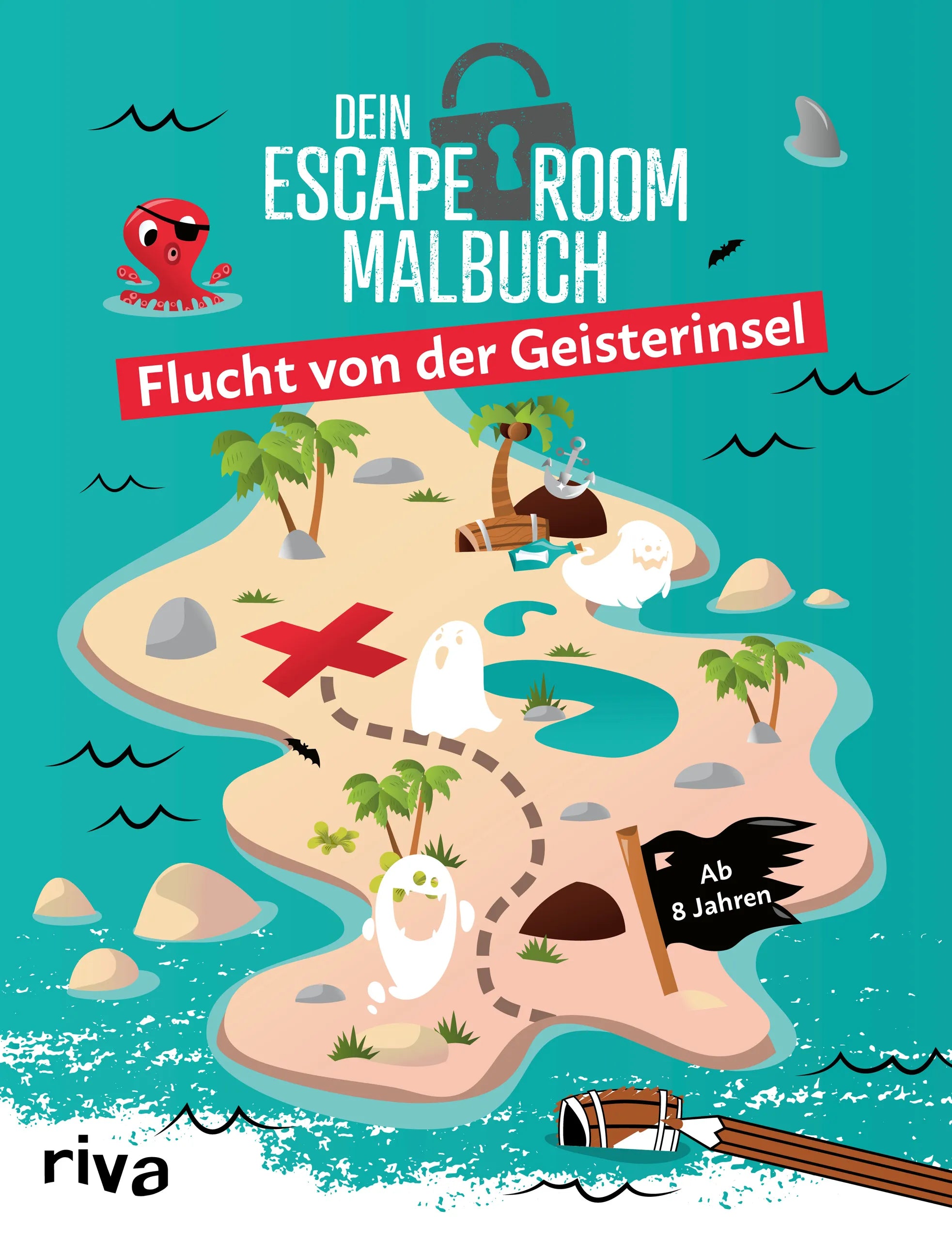 Buchcover von 'Dein Escape-Room-Malbuch – Flucht von der Geisterinsel' - Taschenbuch von Emma Hegemann