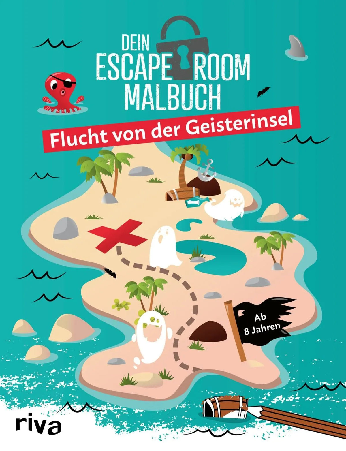 Cover: Dein Escape-Room-Malbuch – Flucht von der Geisterinsel (Taschenbuch) von Emma Hegemann