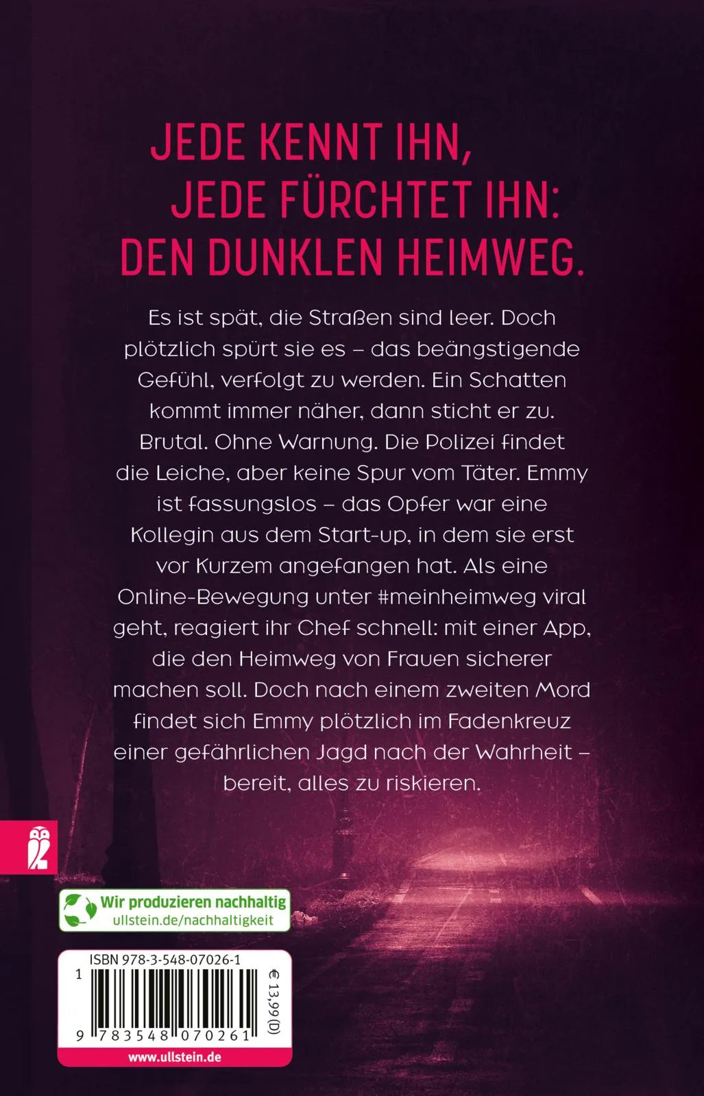 Buchrückseite von 'Dein Heimweg' mit Klappentext - Taschenbuch