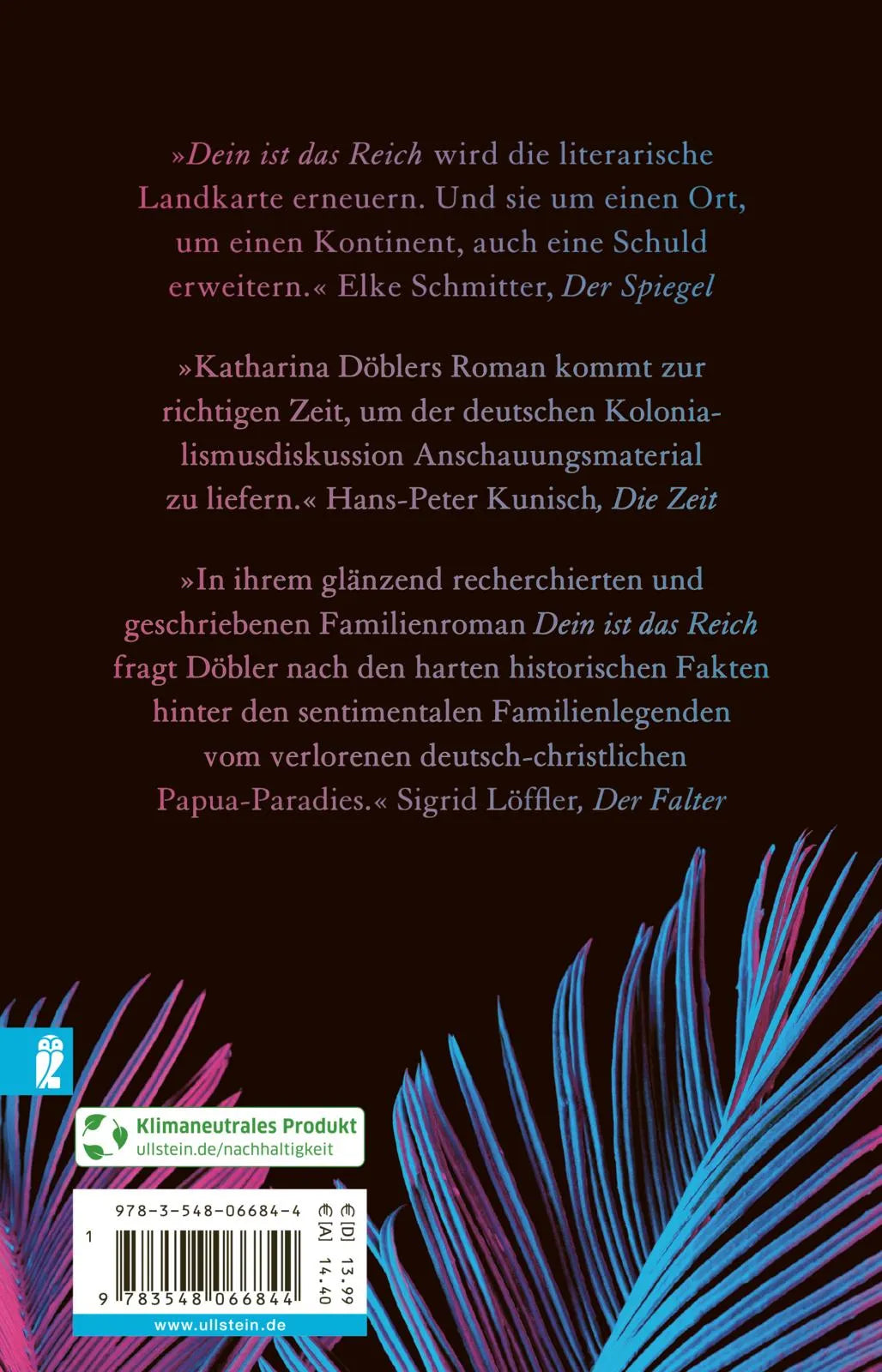 Buchrückseite von 'Dein ist das Reich' mit Klappentext - Taschenbuch