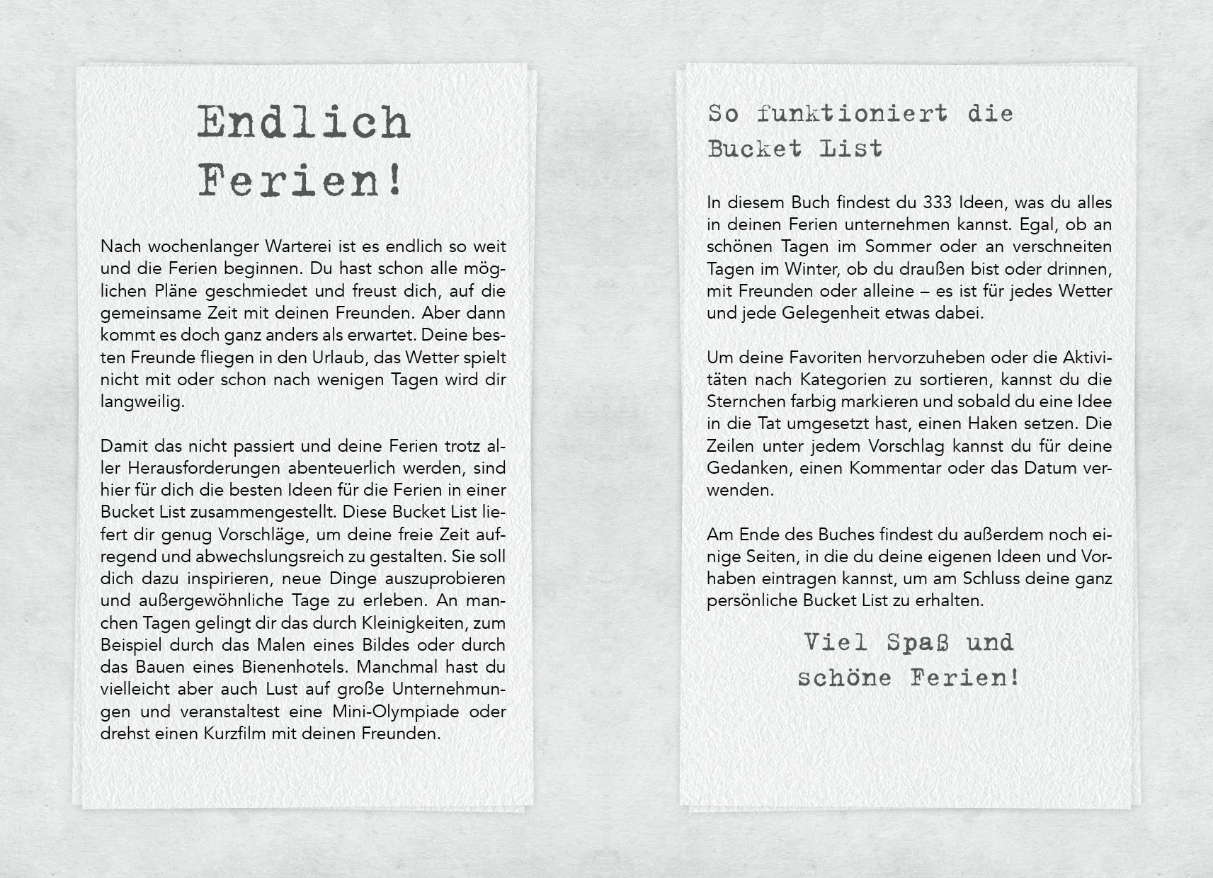 Innenansicht von 'Deine Bucket List für die Ferien' - Taschenbuch
