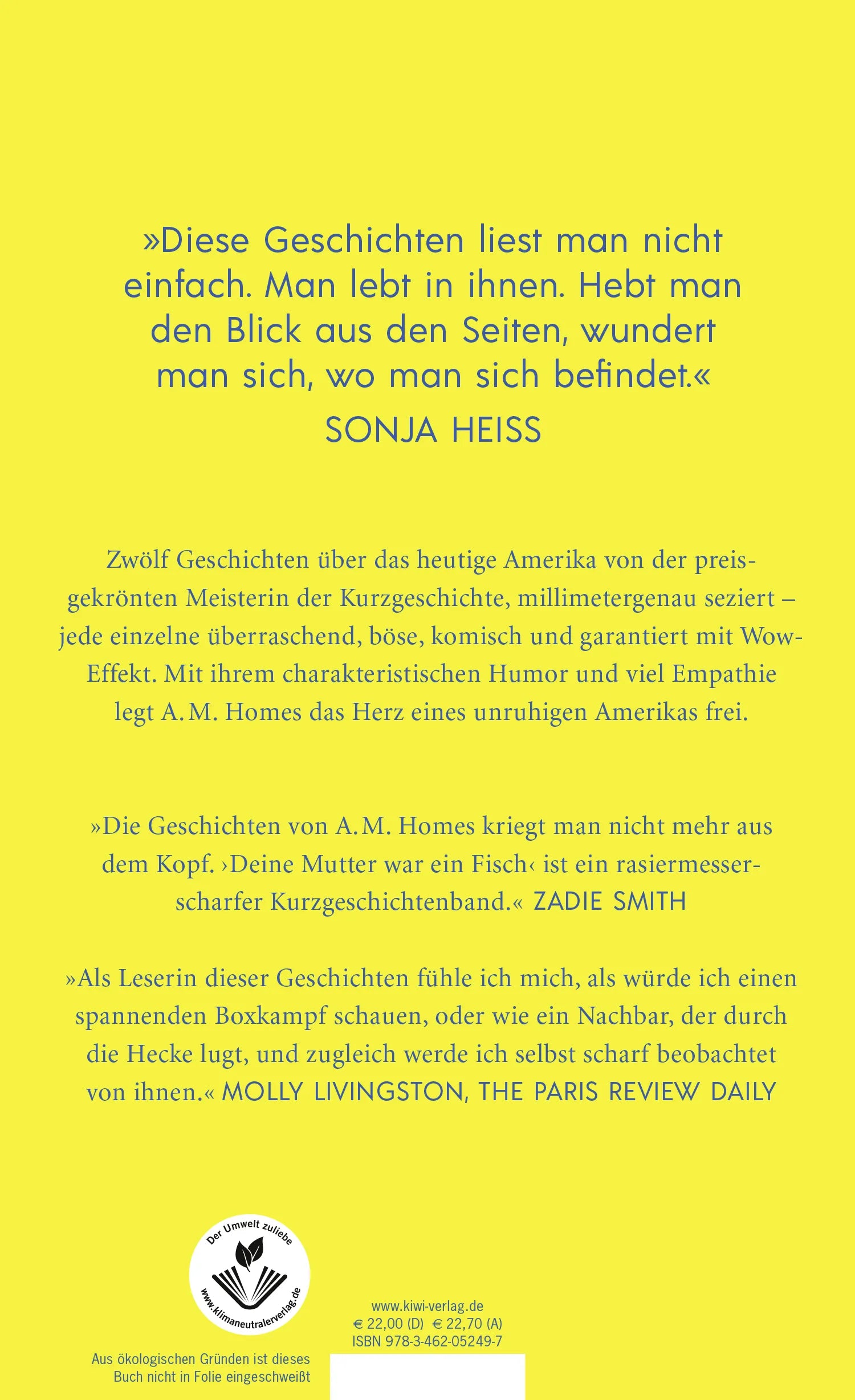Buchrückseite von 'Deine Mutter war ein Fisch' mit Klappentext - Gebundene Ausgabe