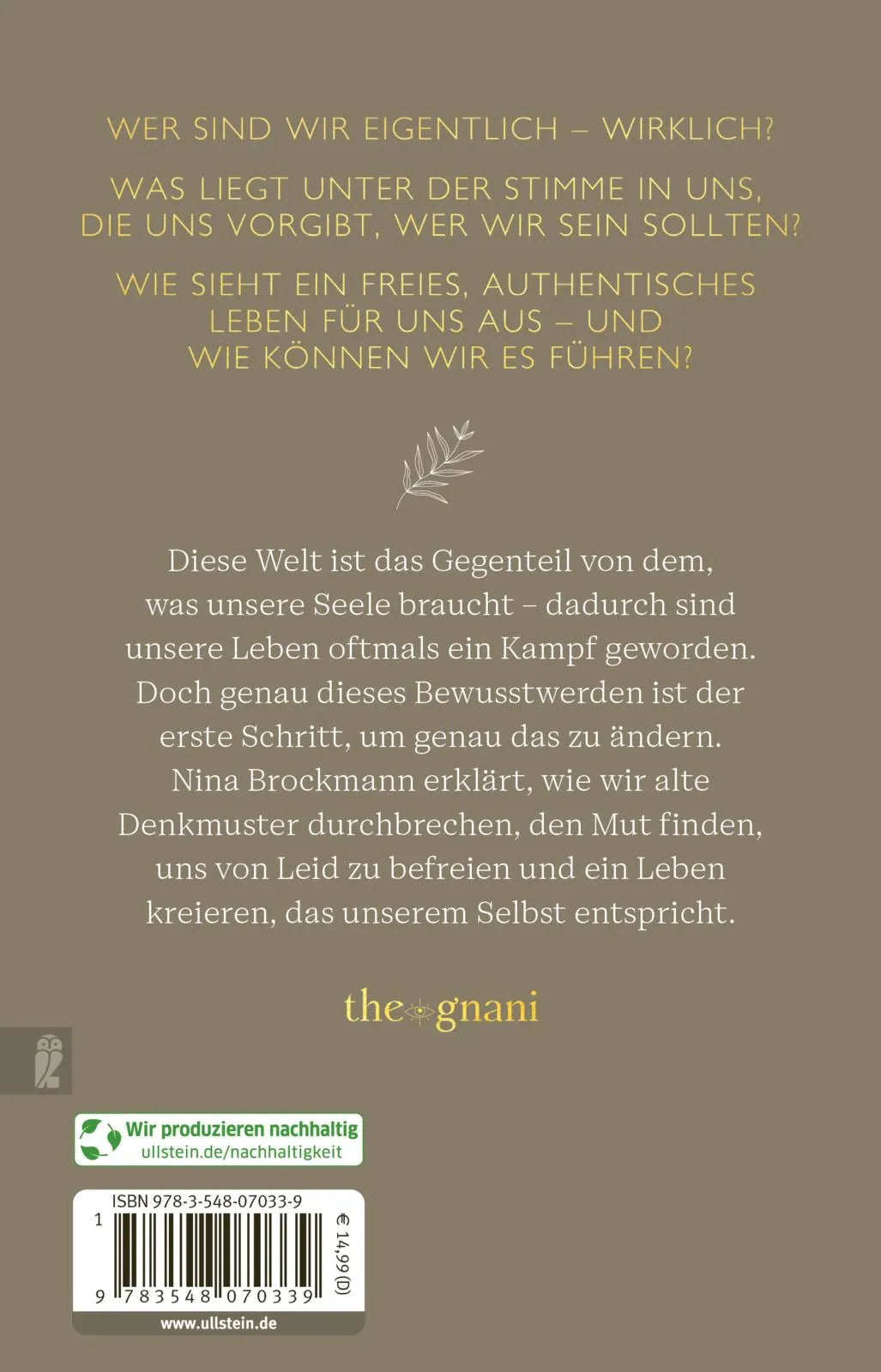 Buchrückseite von 'Deine Zeit zu sein' mit Klappentext - Taschenbuch