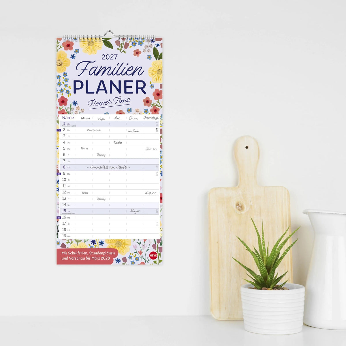Deko-Familienplaner Flower Time 2027 – Ansicht