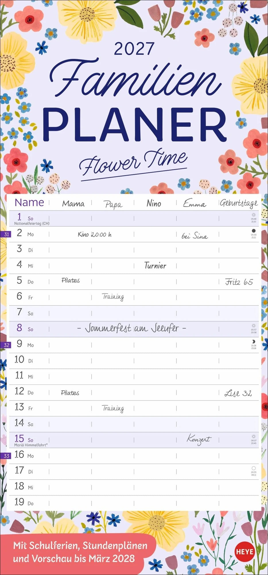 Familienplaner: Deko-Familienplaner Flower Time 2027
