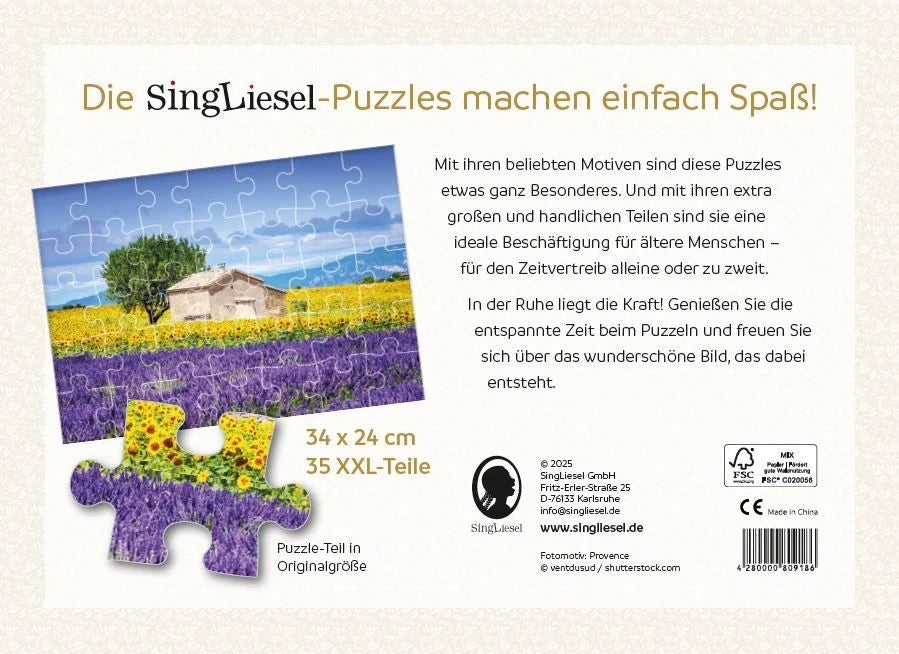 Demenz-Puzzle: Provence. Das Demenz-Puzzle-Spiel mit 35 Puzzle-Teilen im XXL-Format – Ansicht