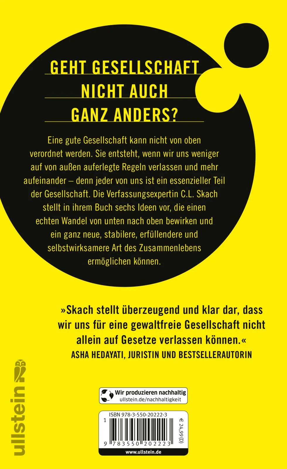 Buchrückseite von 'Demokratie ohne Gesetze' mit Klappentext - Gebundene Ausgabe