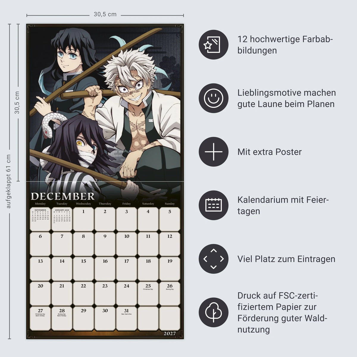 Demon Slayer Broschurkalender 2027 – Ansicht