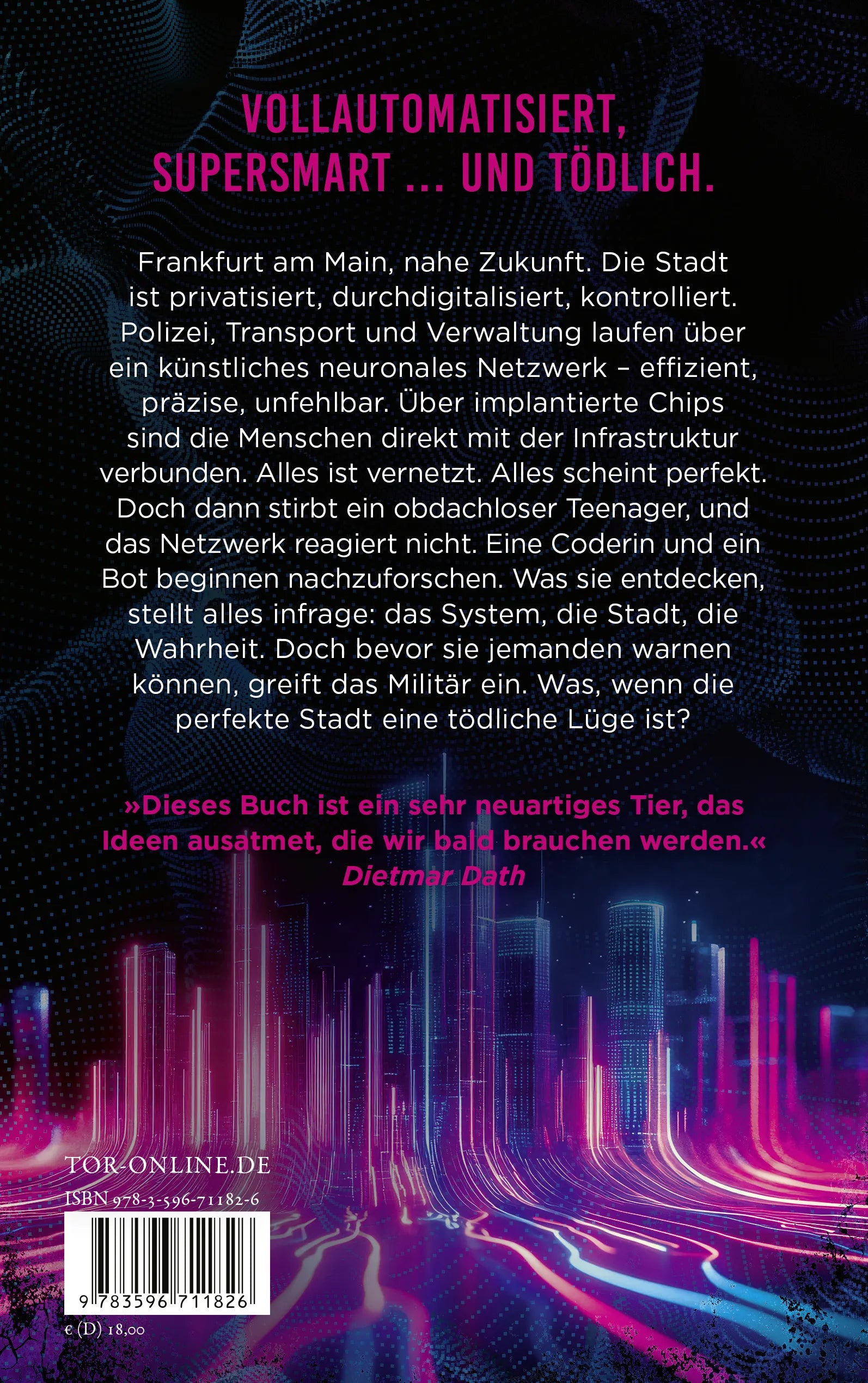 Buchrückseite von 'Denial of Service' mit Klappentext - Paperback