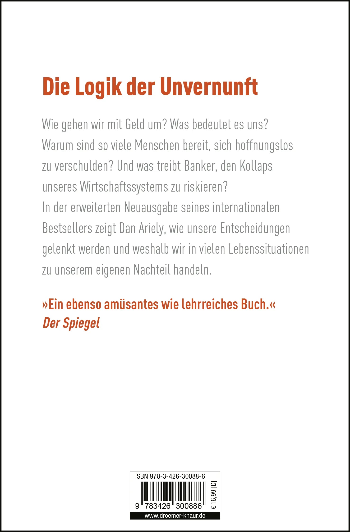 Buchrückseite von 'Denken hilft zwar, nützt aber nichts' mit Klappentext - Taschenbuch