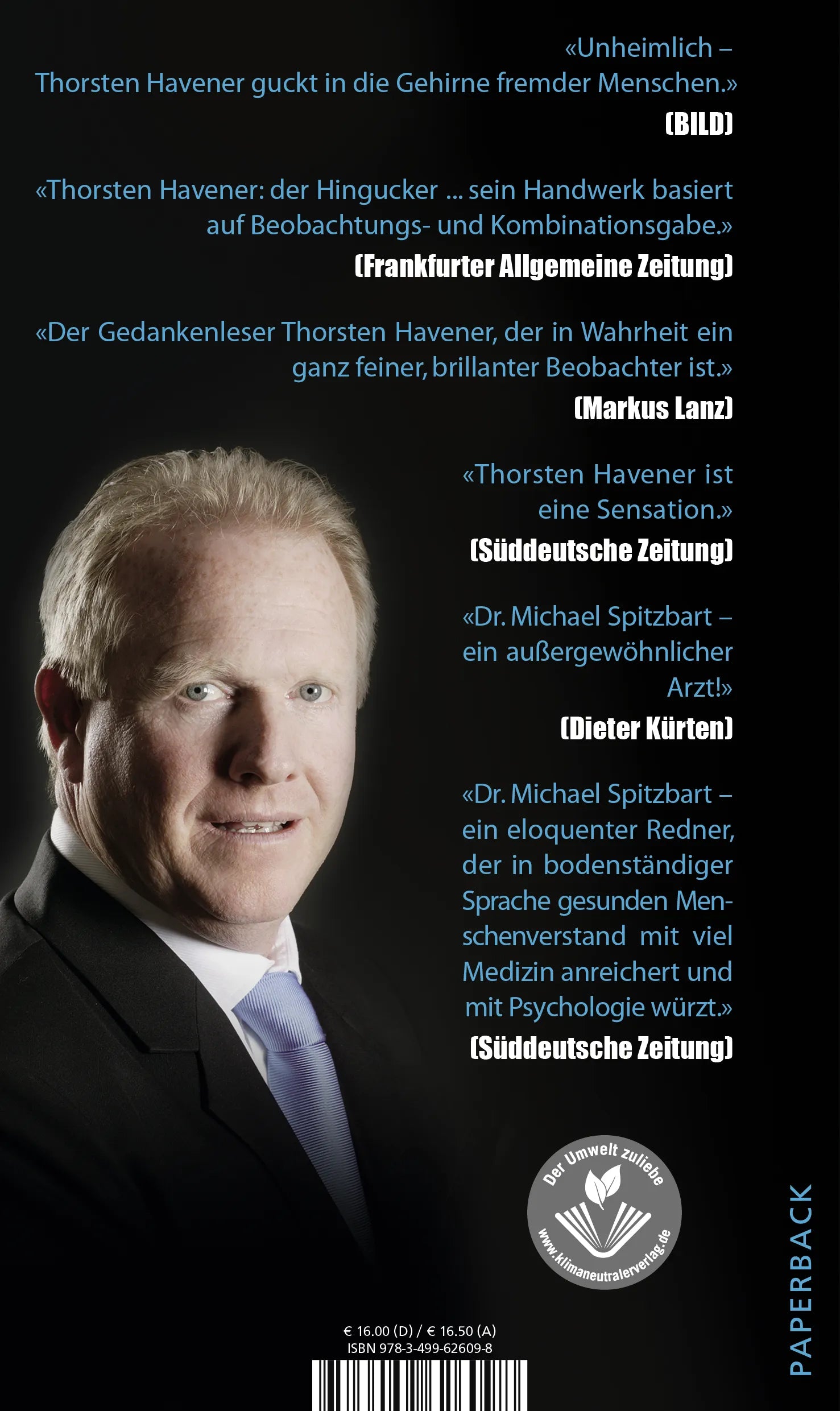 Buchrückseite von 'Denken Sie nicht an einen blauen Elefanten!' mit Klappentext - Paperback