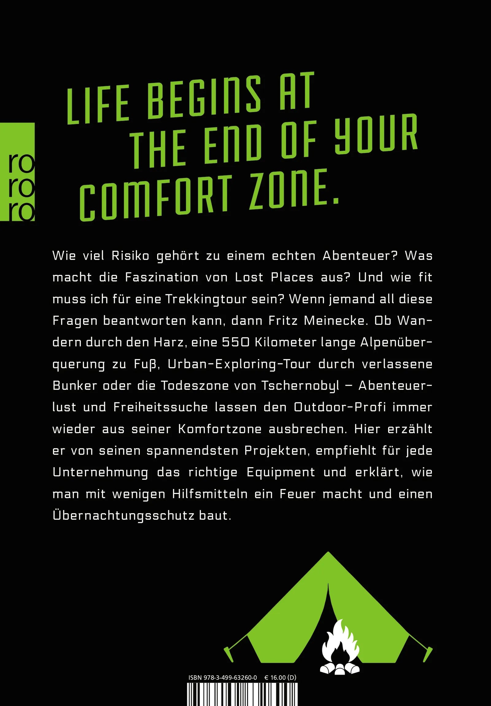 Buchrückseite von 'Der Abenteurer' mit Klappentext - Taschenbuch