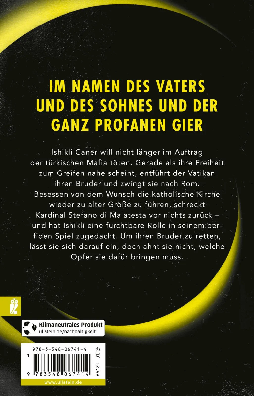 Buchrückseite von 'Der achte Kreis' mit Klappentext - Taschenbuch