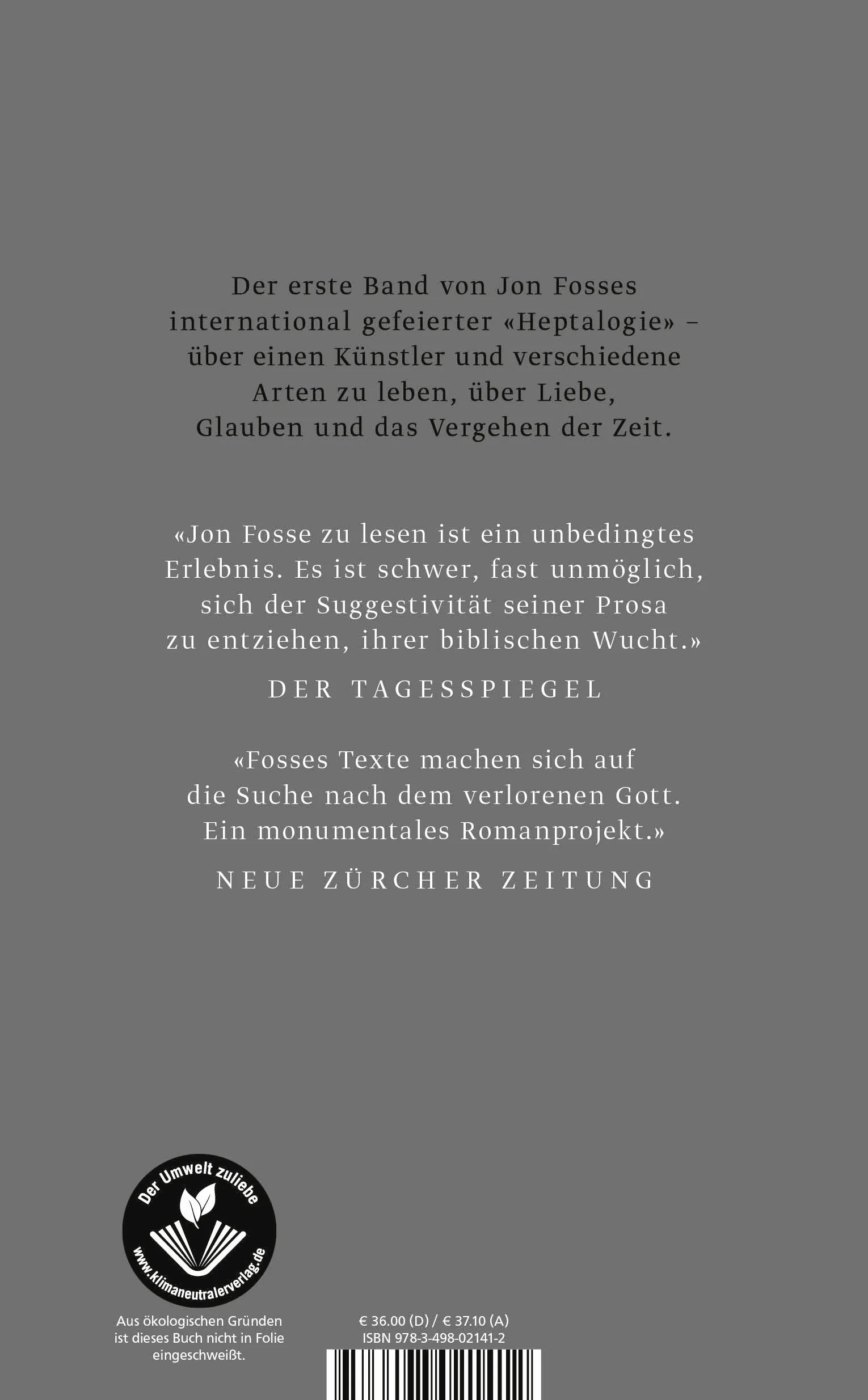 Buchrückseite von 'Der andere Name' mit Klappentext - Gebundene Ausgabe