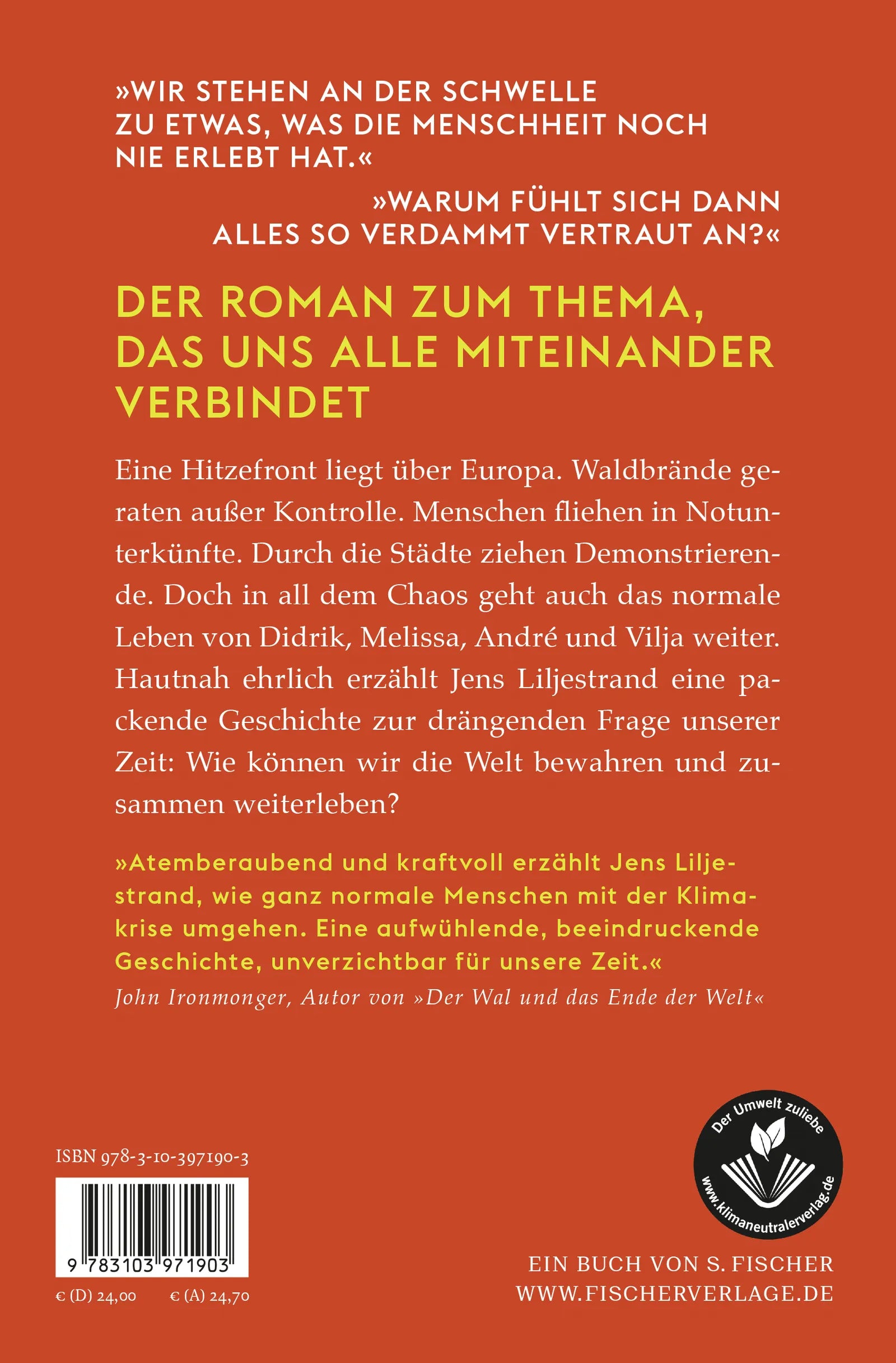 Buchrückseite von 'Der Anfang von morgen' mit Klappentext - Gebundene Ausgabe