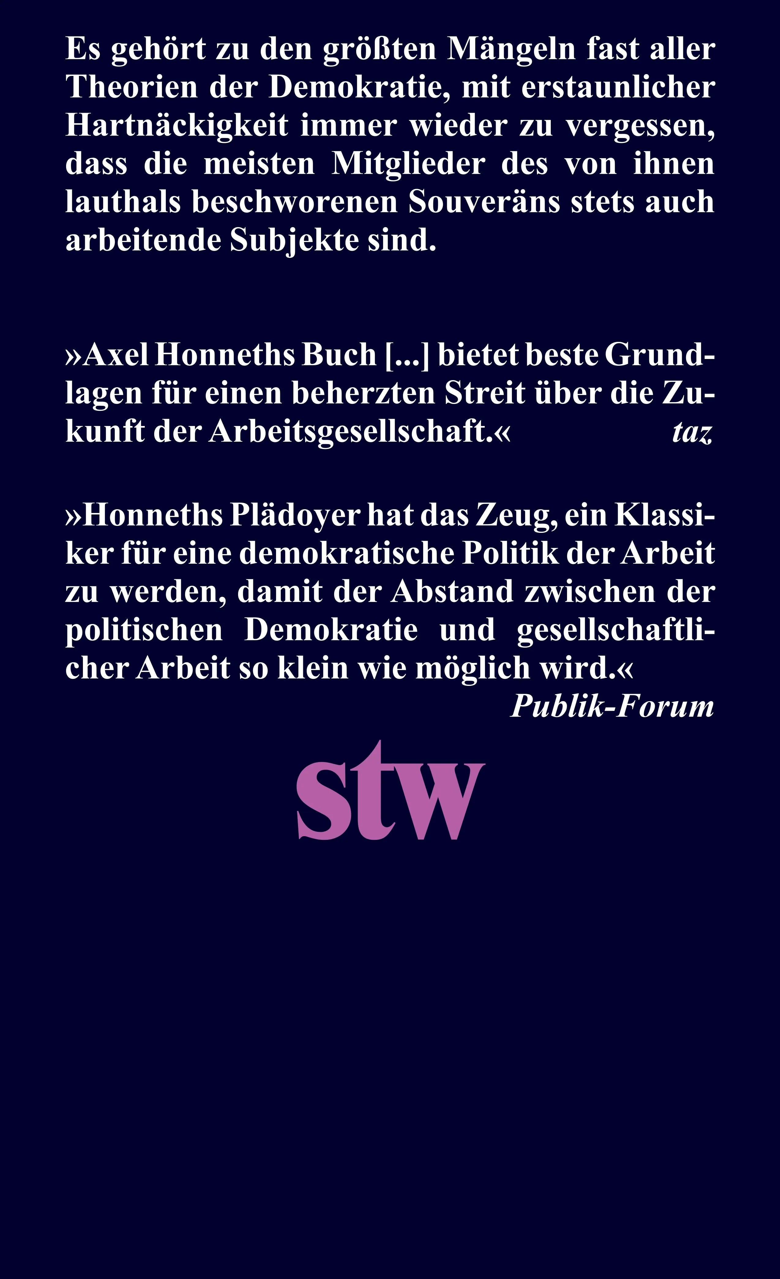 Buchrückseite von 'Der arbeitende Souverän' mit Klappentext - Taschenbuch