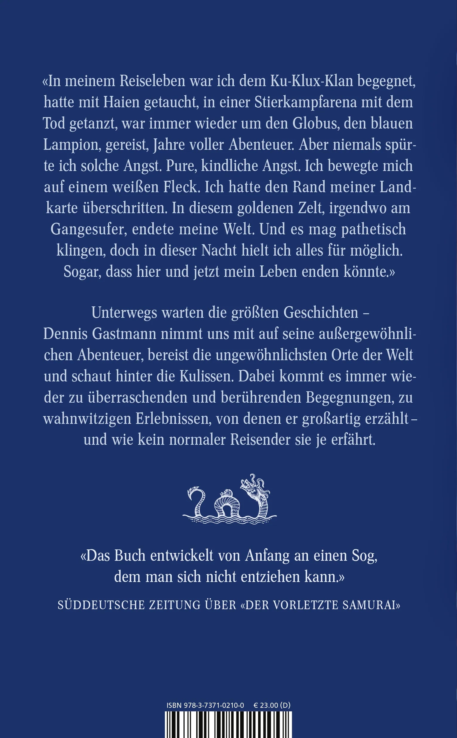 Buchrückseite von 'Der blaue Lampion' mit Klappentext - Gebundene Ausgabe