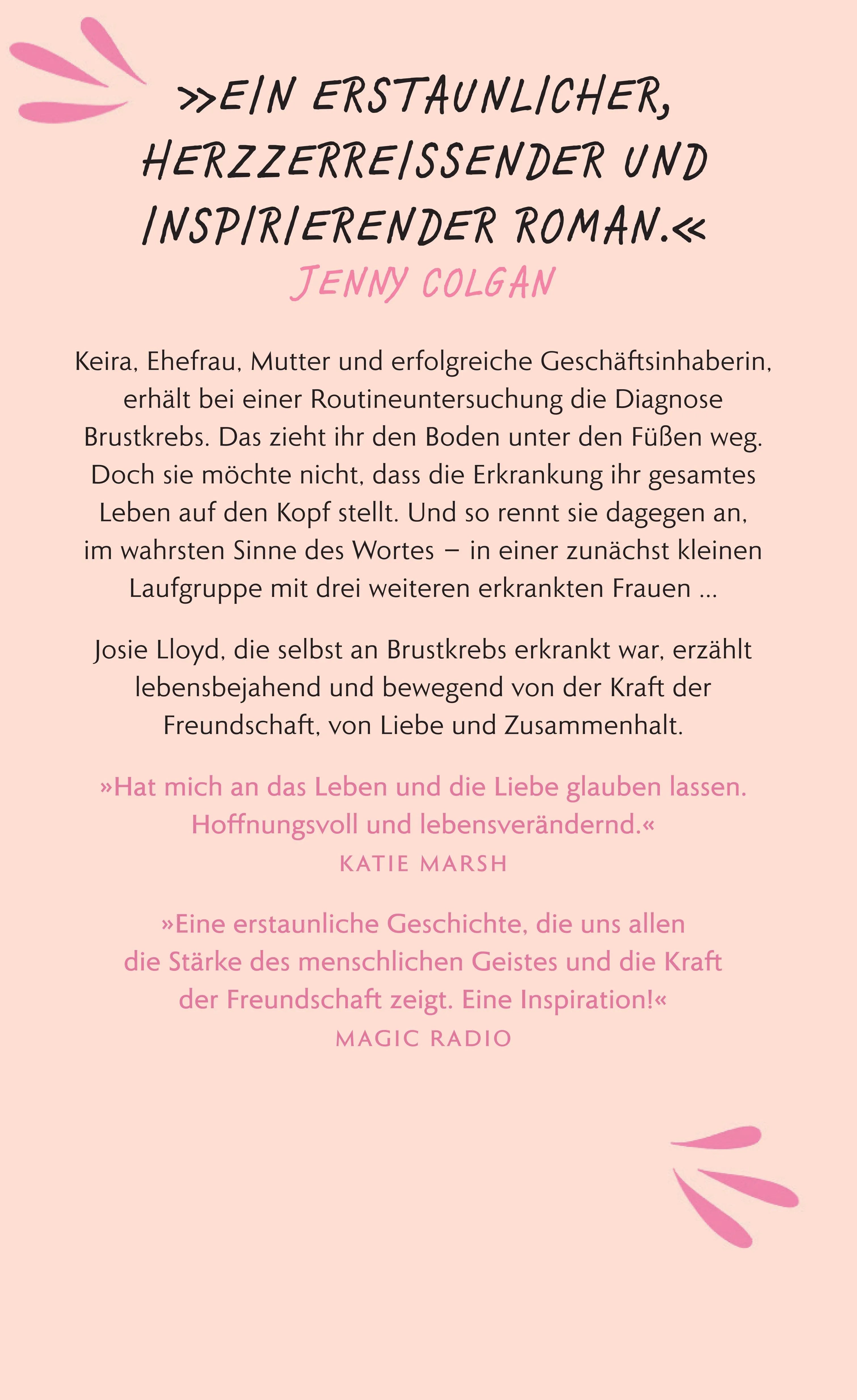 Buchrückseite von 'Der Bright-Side-Running-Club' mit Klappentext - Gebundene Ausgabe