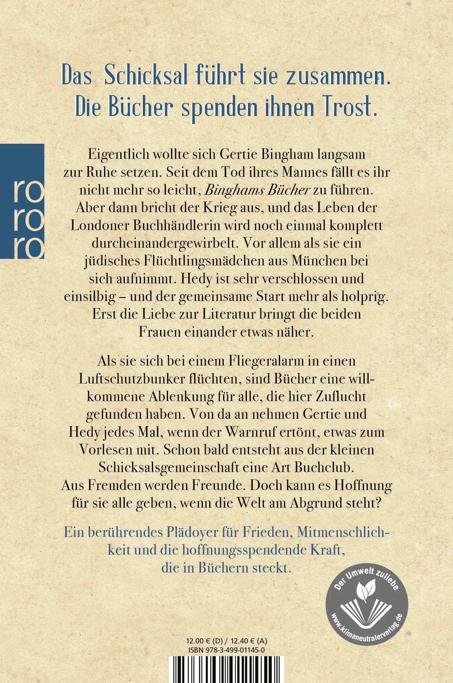 Buchrückseite von 'Der Buchclub – Ein Licht in dunklen Zeiten' mit Klappentext - Taschenbuch