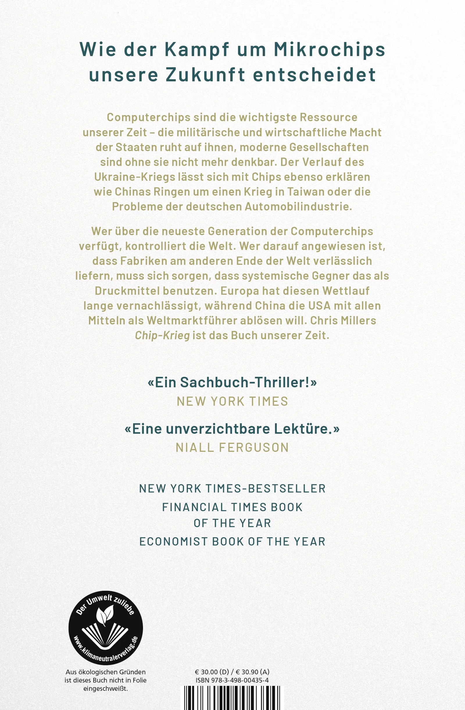 Buchrückseite von 'Der Chip-Krieg' mit Klappentext - Gebundene Ausgabe