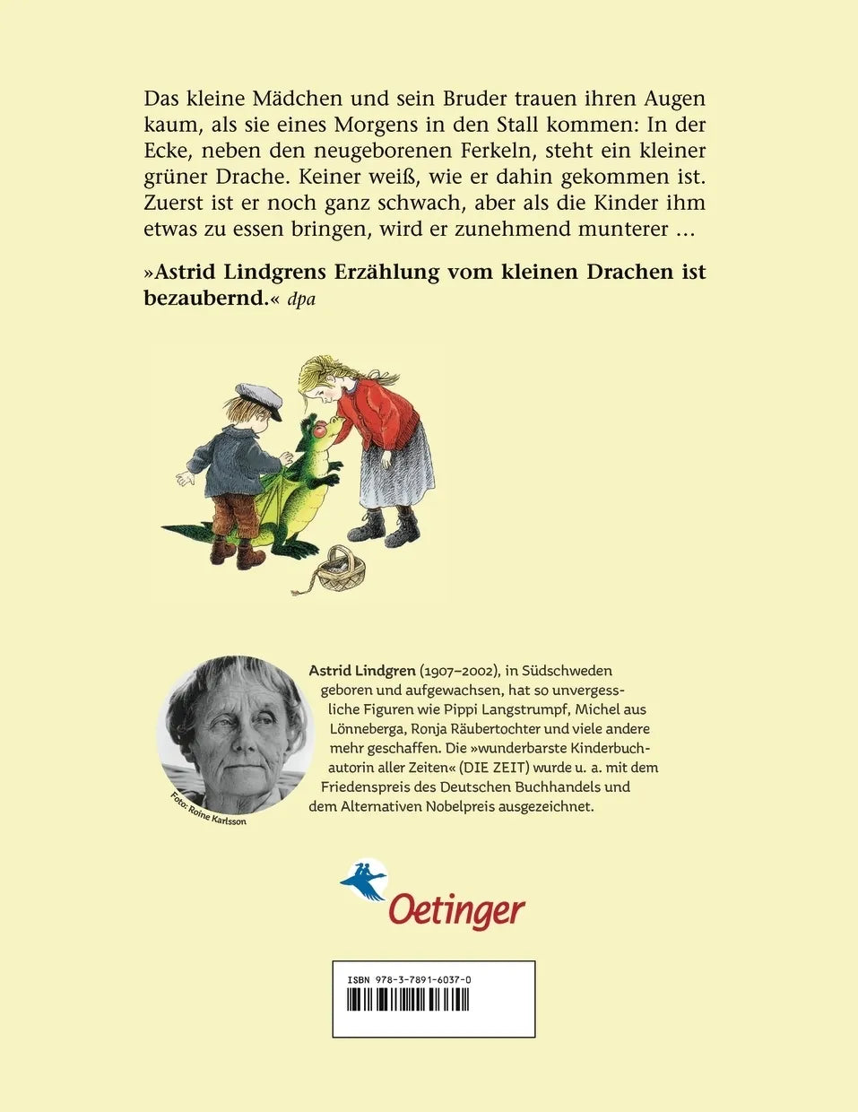 Buchrückseite von 'Der Drache mit den roten Augen' mit Klappentext - Gebundene Ausgabe