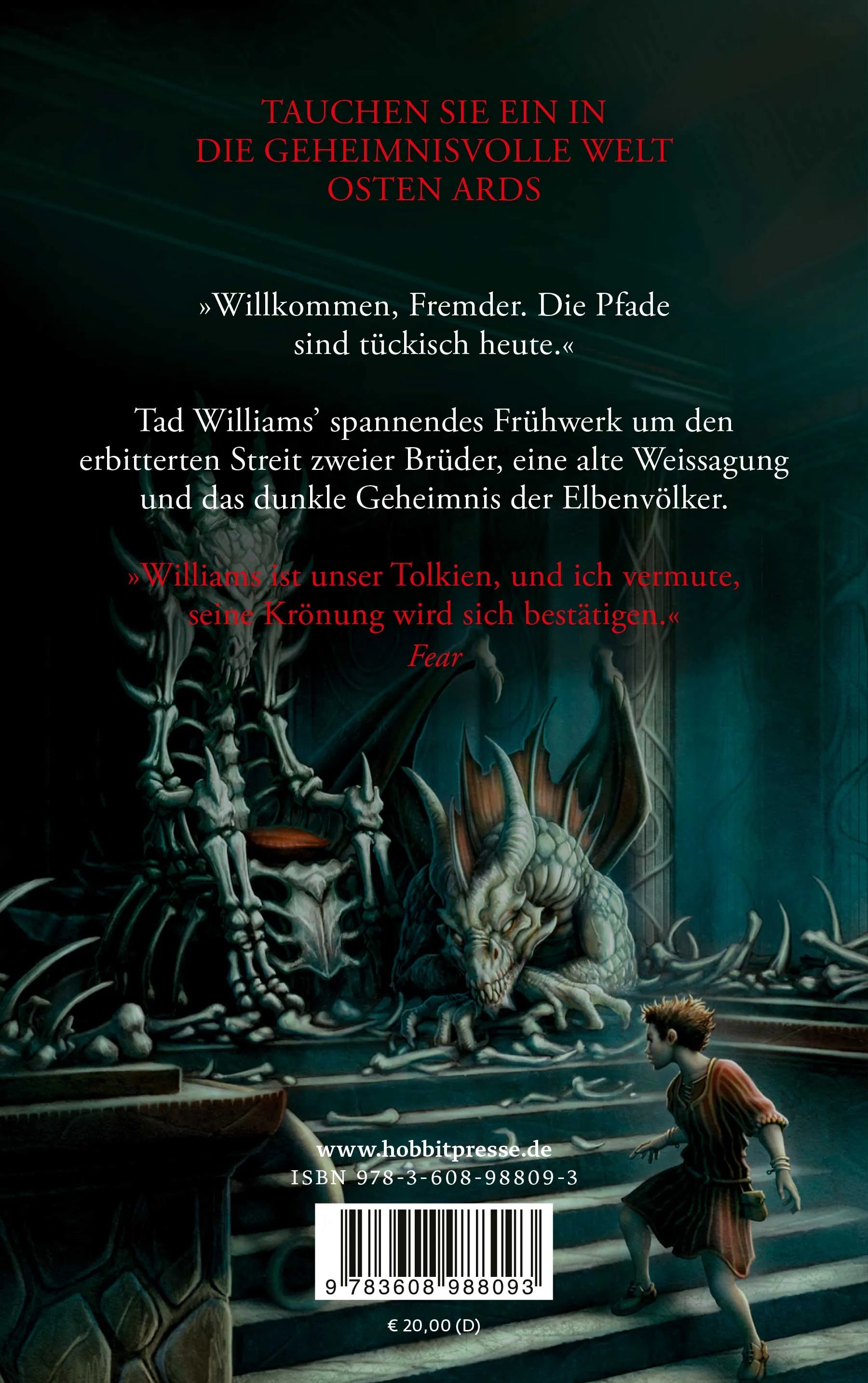 Buchrückseite von 'Der Drachenbeinthron' mit Klappentext - Taschenbuch