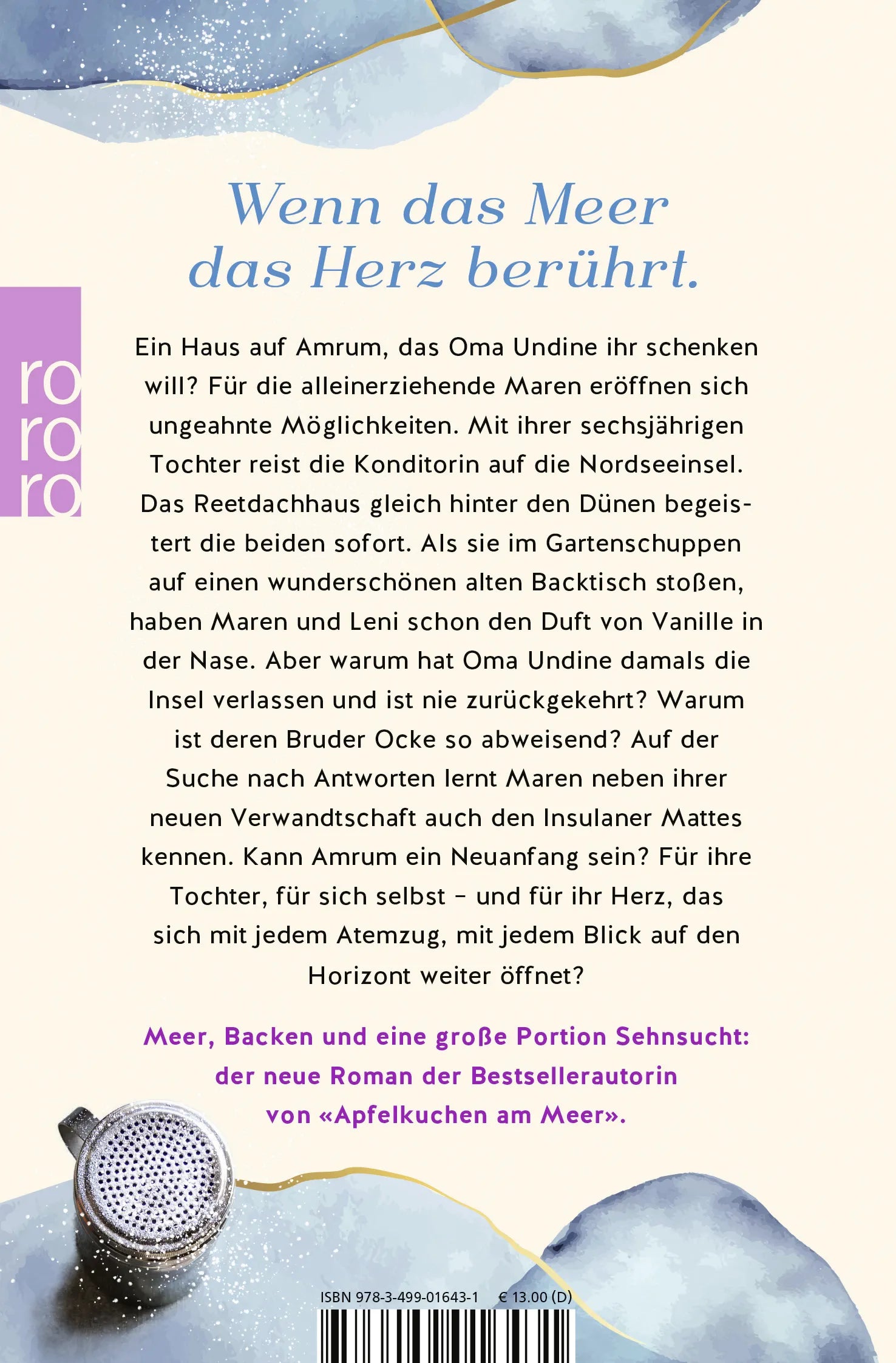 Buchrückseite von 'Der Duft von Kuchen und Meer' mit Klappentext - Taschenbuch