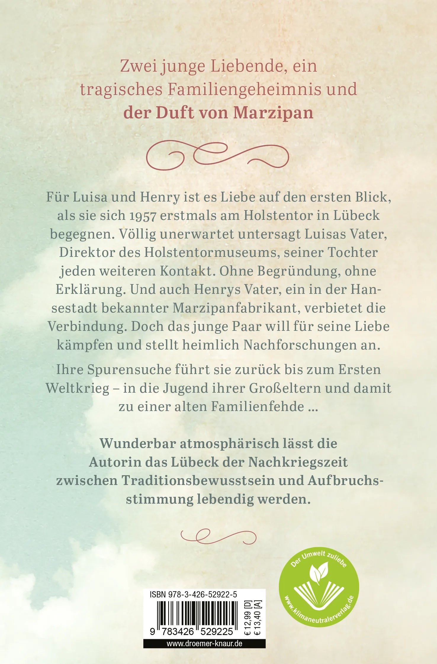 Buchrückseite von 'Der Duft von Marzipan' mit Klappentext - Taschenbuch