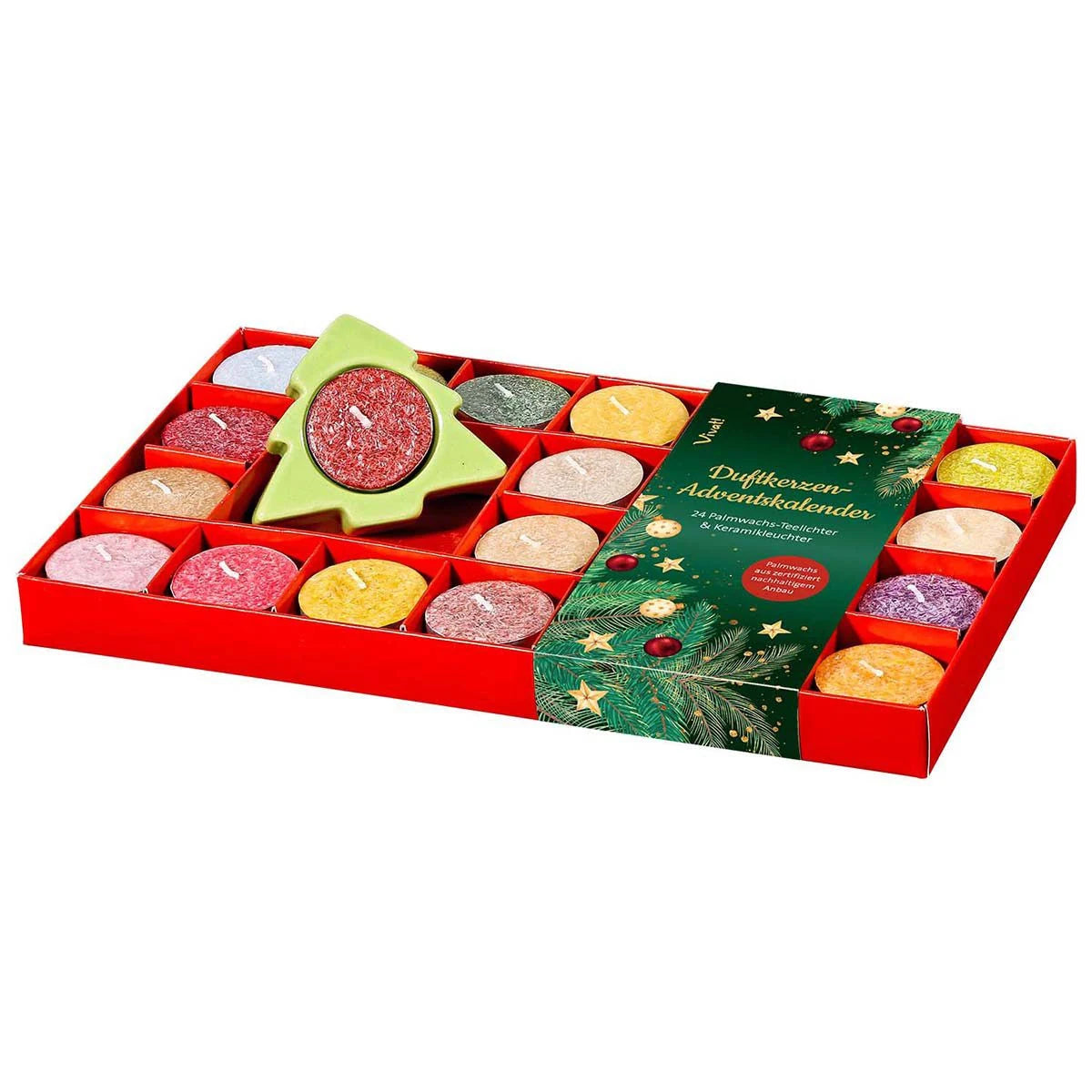 Adventskalender: Der Duftkerzen-Adventskalender mit Keramikleuchter