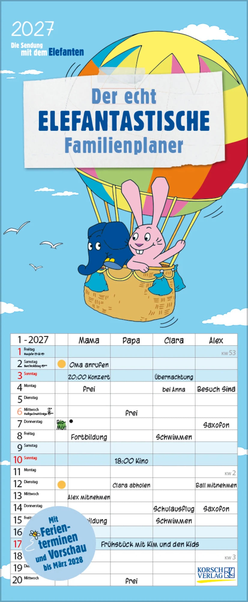 Familienplaner: Der echt elefantastische Familienplaner 2027