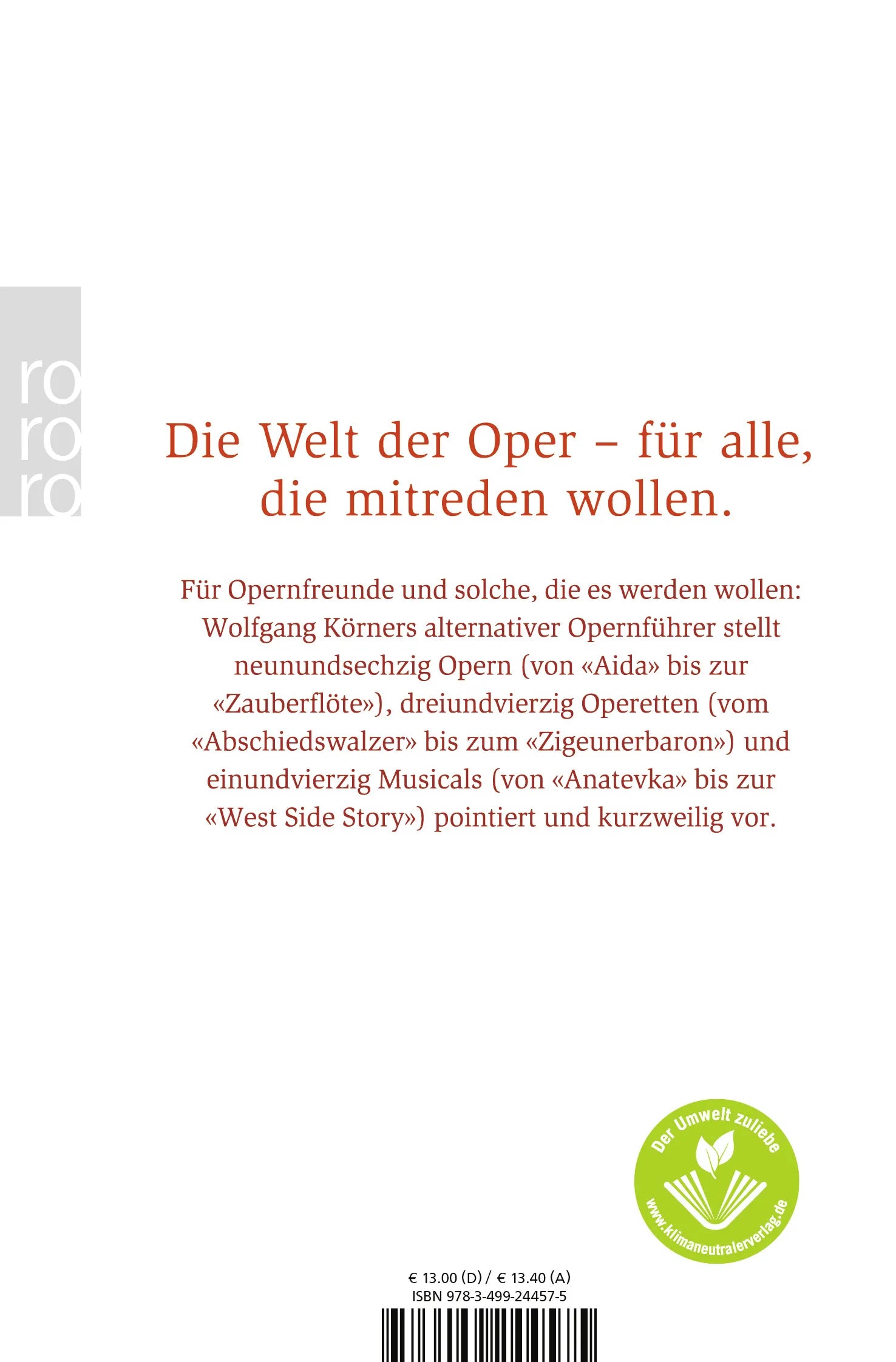 Buchrückseite von 'Der einzig wahre Opernführer' mit Klappentext - Taschenbuch