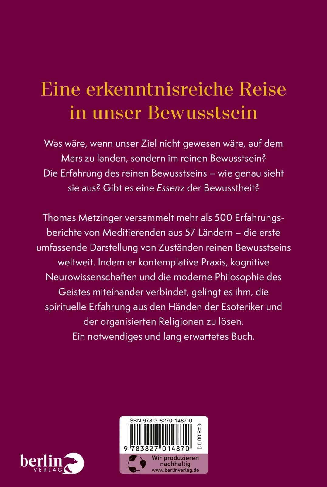 Buchrückseite von 'Der Elefant und die Blinden' mit Klappentext - Gebundene Ausgabe