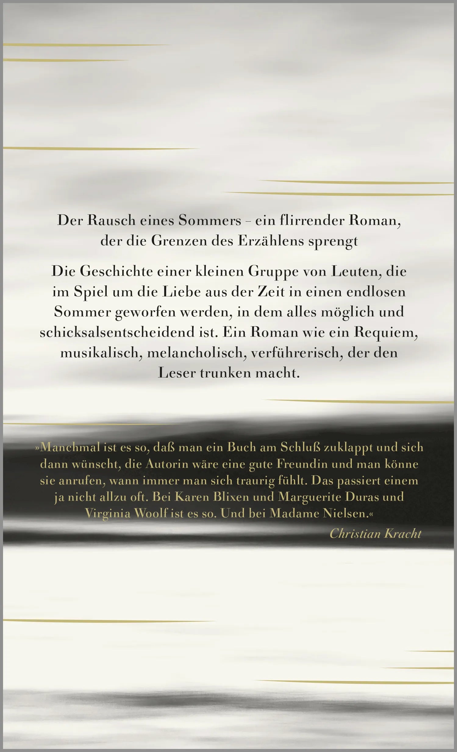 Buchrückseite von 'Der endlose Sommer' mit Klappentext - Gebundene Ausgabe