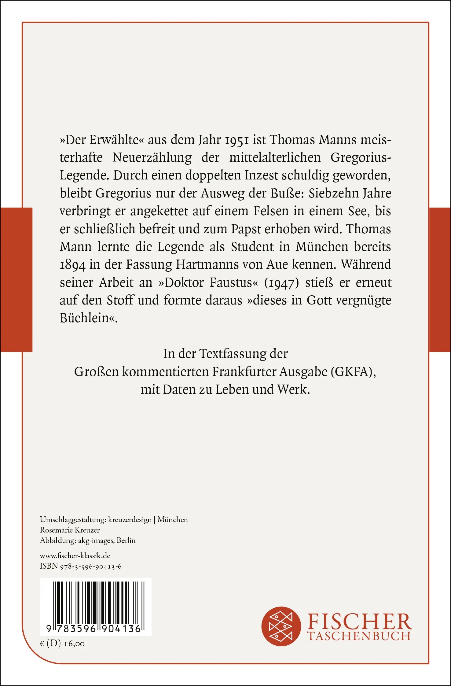 Buchrückseite von 'Der Erwählte' mit Klappentext - Taschenbuch